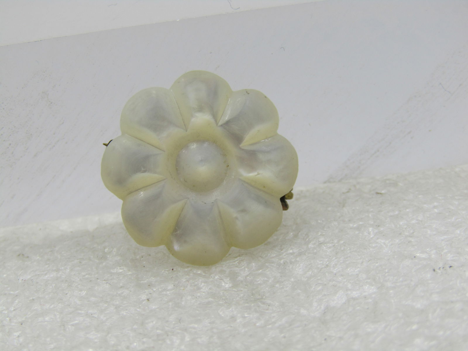 Victorian Carved Mother-of-Pearl Blossom Brooch, C-Clasp, 3/4" - 5
