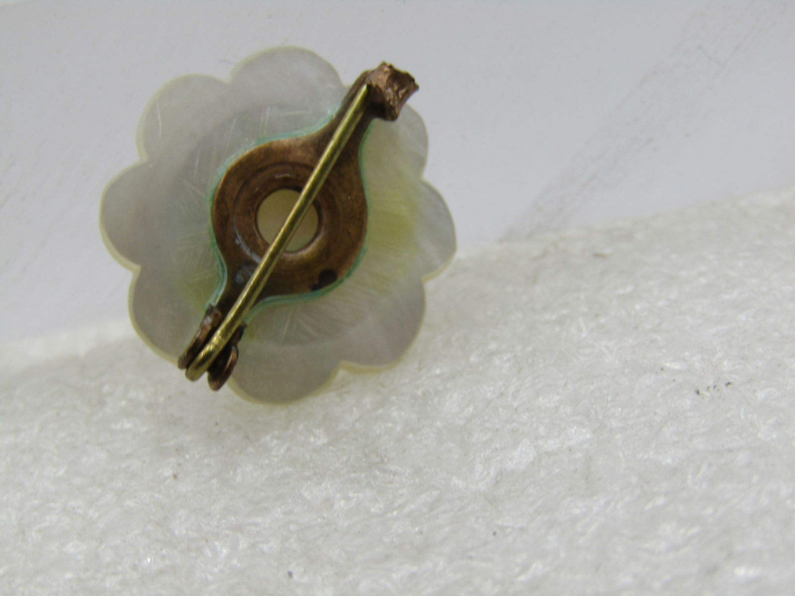 Victorian Carved Mother-of-Pearl Blossom Brooch, C-Clasp, 3/4" - 6