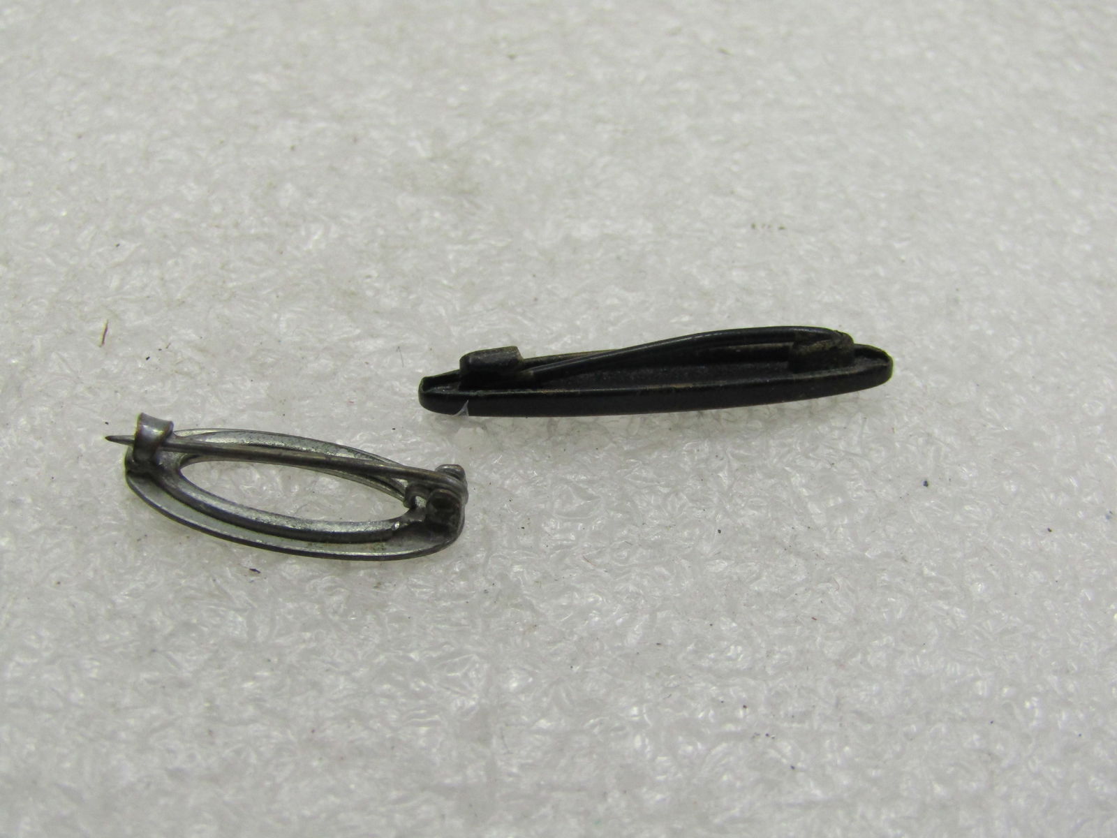 Antique Pair Lingerie Pins, Black Enameled & Silver Tone, 1800's-early 1900's - 4