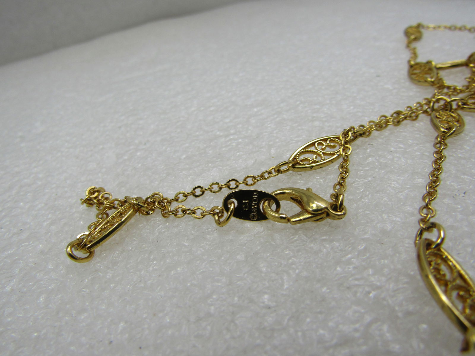 Vintage Filigree Tan Beaded Necklace& Earring Set, Signed Avon C.I. - 7