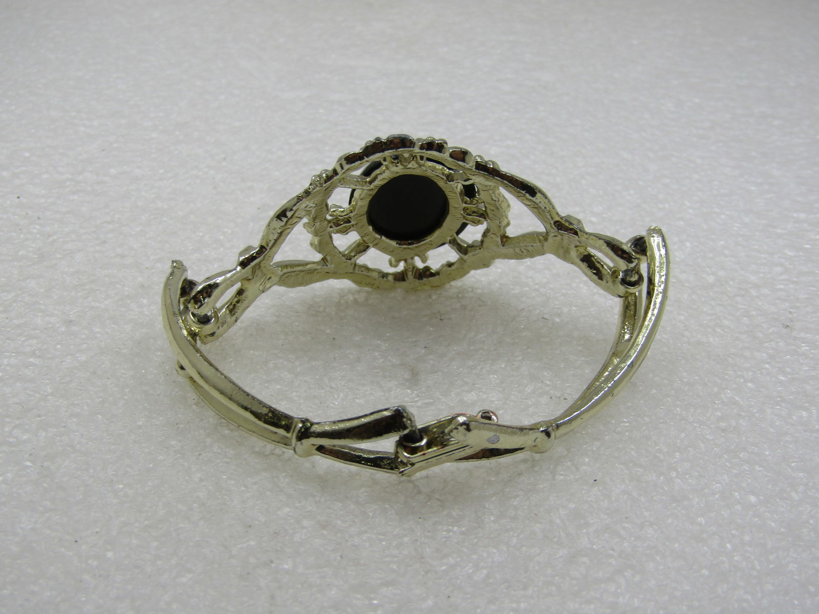 Vintage Black & White Cameo Bracelet, Gold tone, 7", 1960's - 5