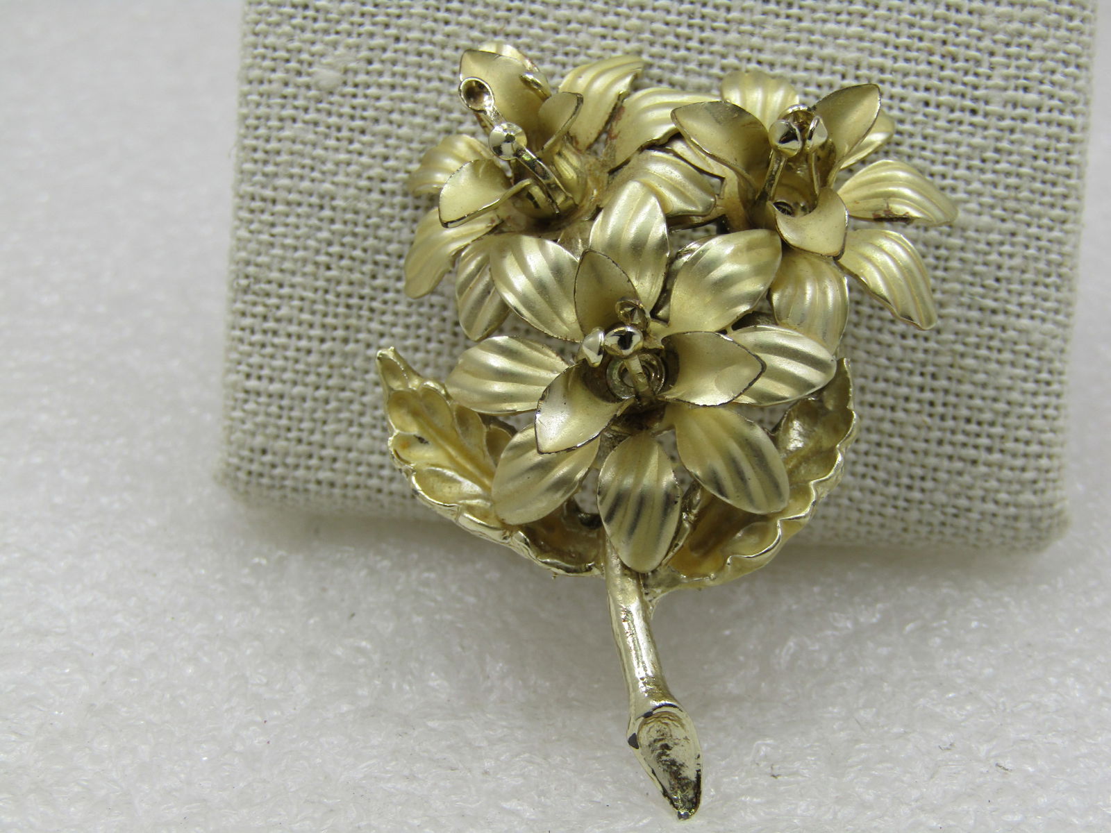 Vintage Gold tone Lily Blossom Brooch, 1960's, 2.25" - 3