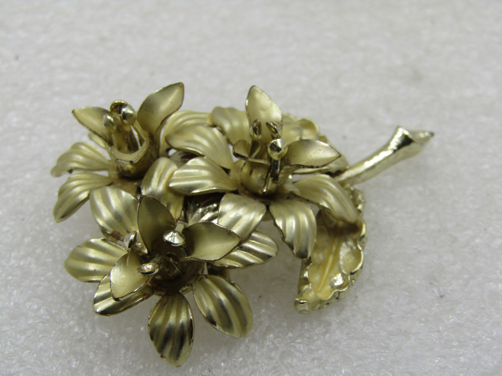 Vintage Gold tone Lily Blossom Brooch, 1960's, 2.25" - 4