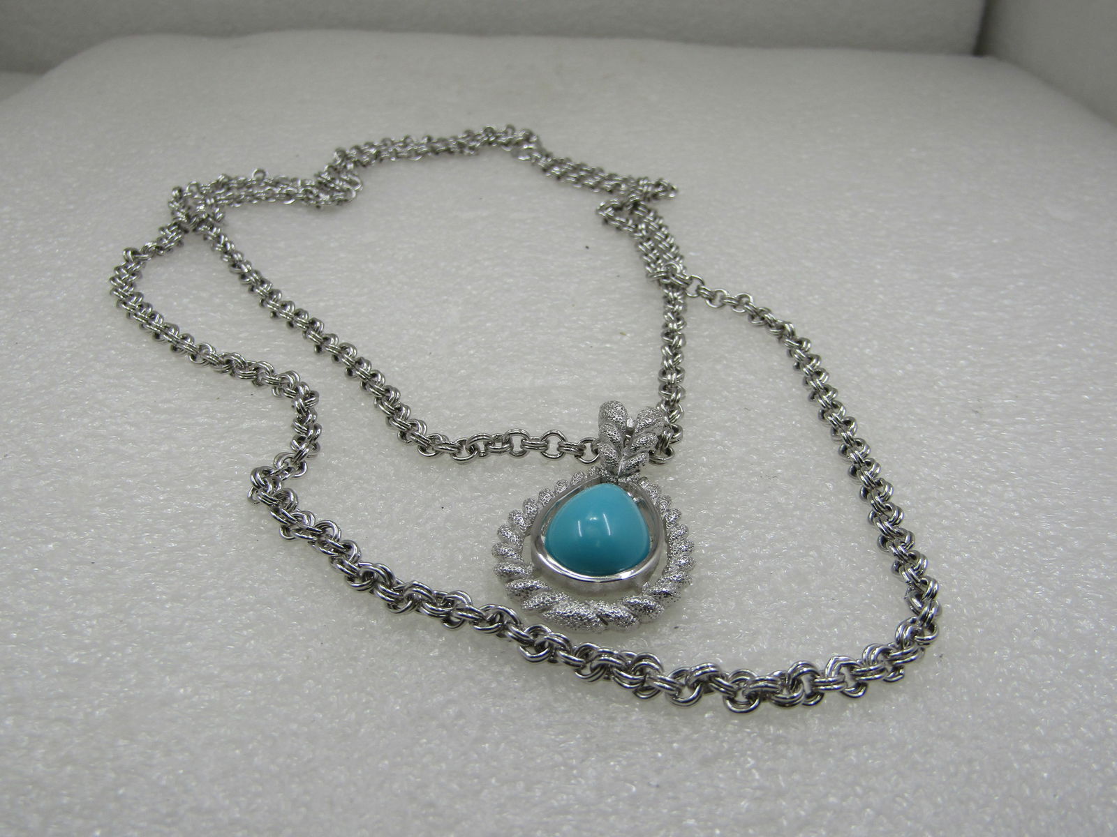 Vintage Faux Turquoise Necklace Avon, 18"-22", Double Strand - 3