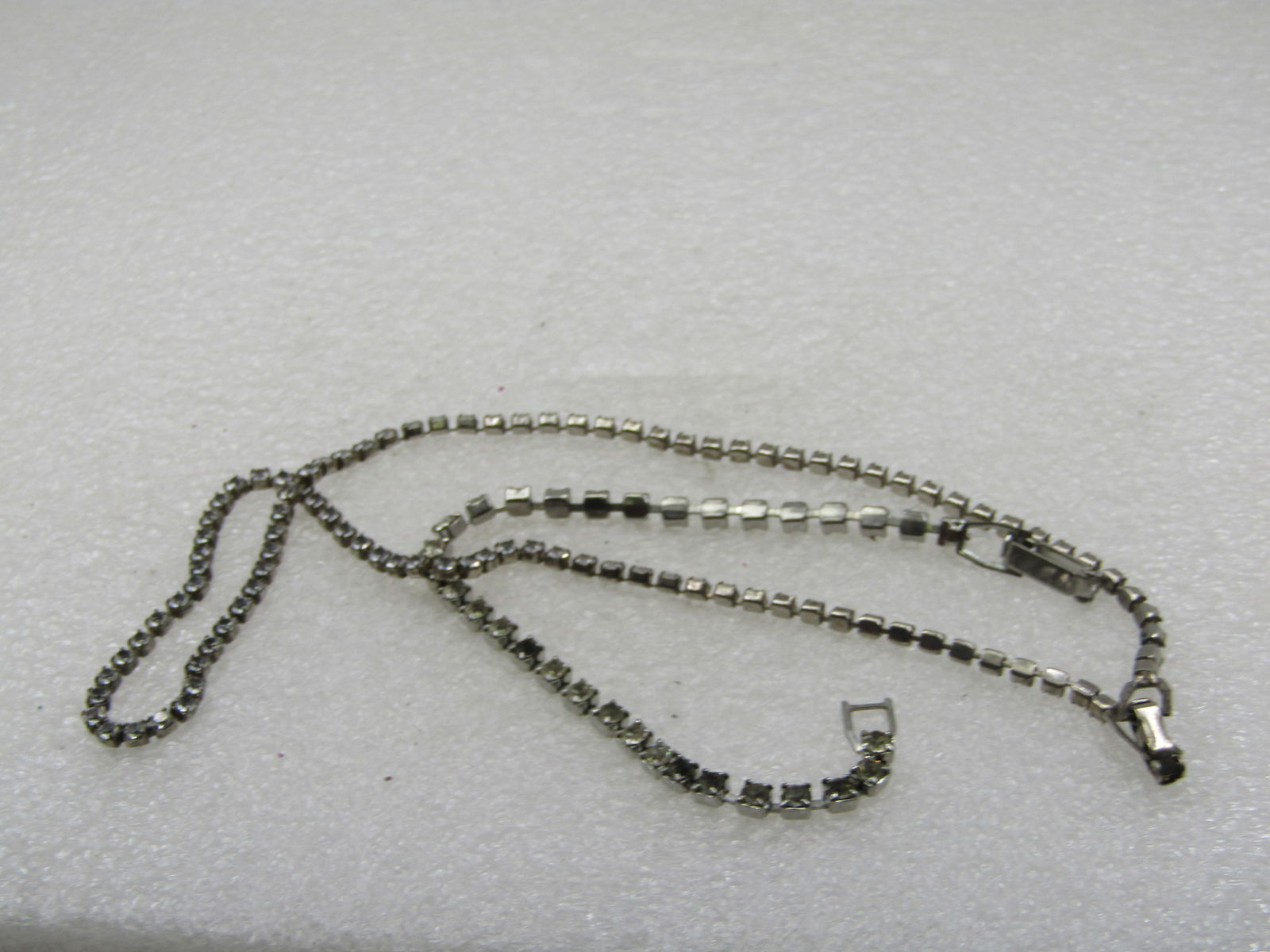 Vintage Rhinestone Chain Necklace & Bracelet Set, 15" and 7" - 4