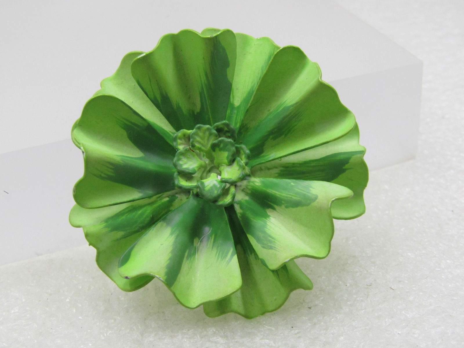Vintage Shades of Green floral Brooch, 1960's Mod, 2" (1 of 4)