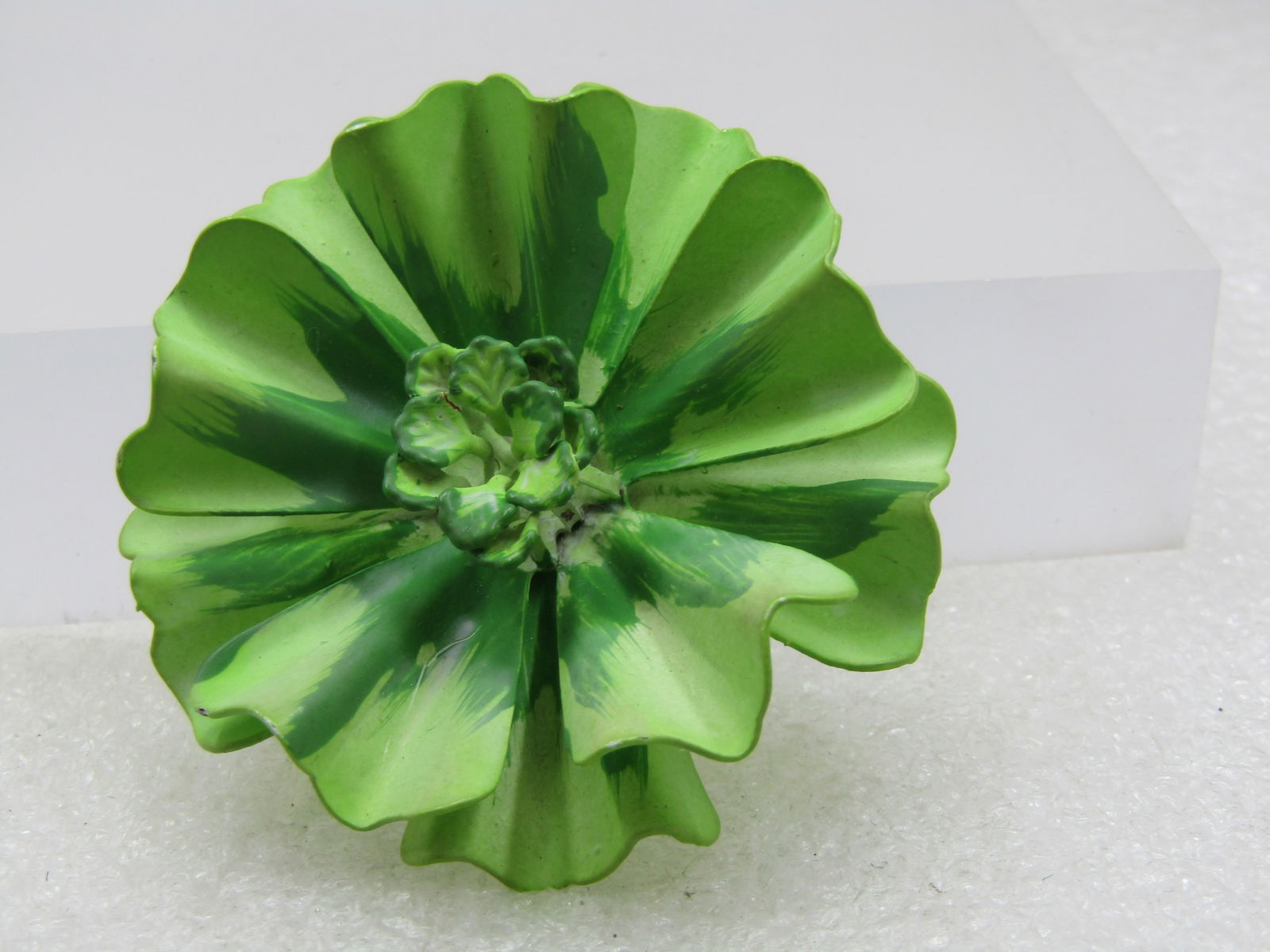 Vintage Shades of Green floral Brooch, 1960's Mod, 2" - 2