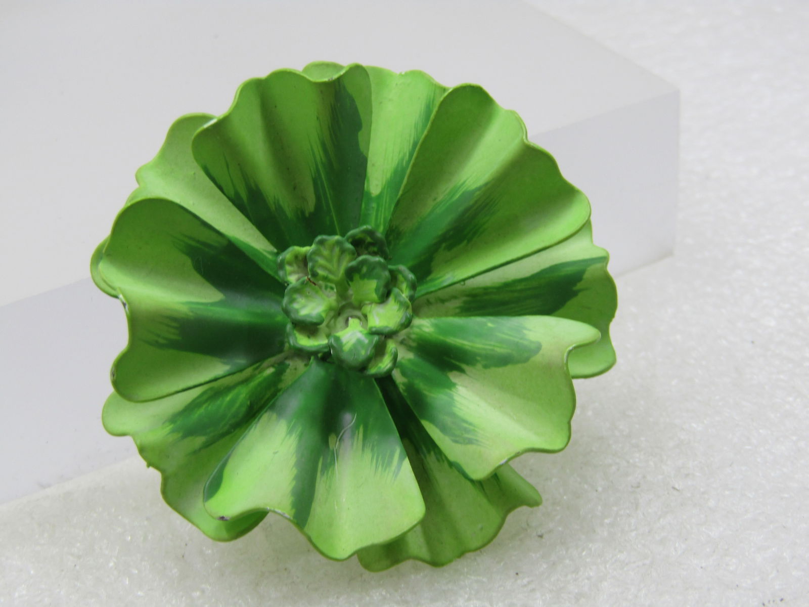 Vintage Shades of Green floral Brooch, 1960's Mod, 2" - 3