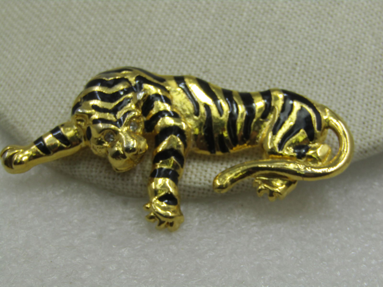 Vintage Black Striped Tiger Brooch, 2.75" by 1.5" (1 of 5)