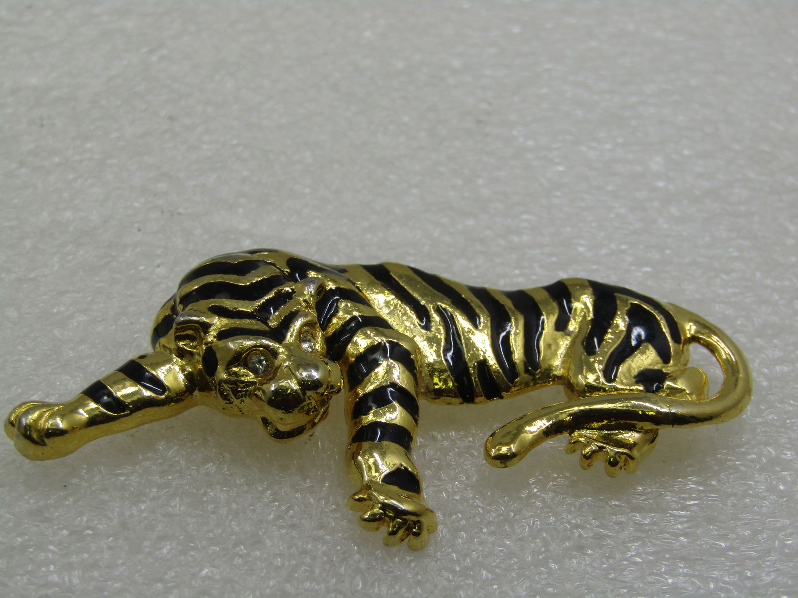 Vintage Black Striped Tiger Brooch, 2.75" by 1.5" - 3