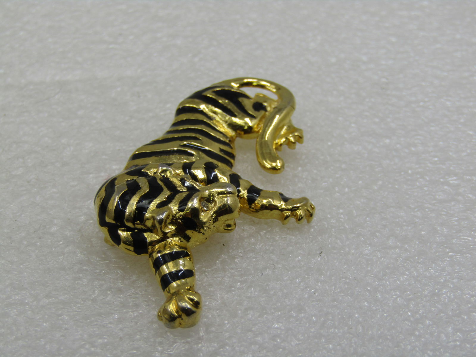 Vintage Black Striped Tiger Brooch, 2.75" by 1.5" - 4