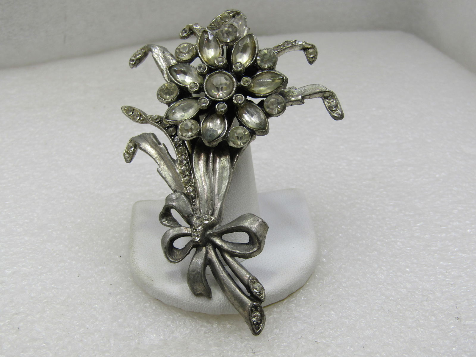 Vintage Rhinestone Bouquet Tall Brooch, 1930's, 3.75" (1 of 7)