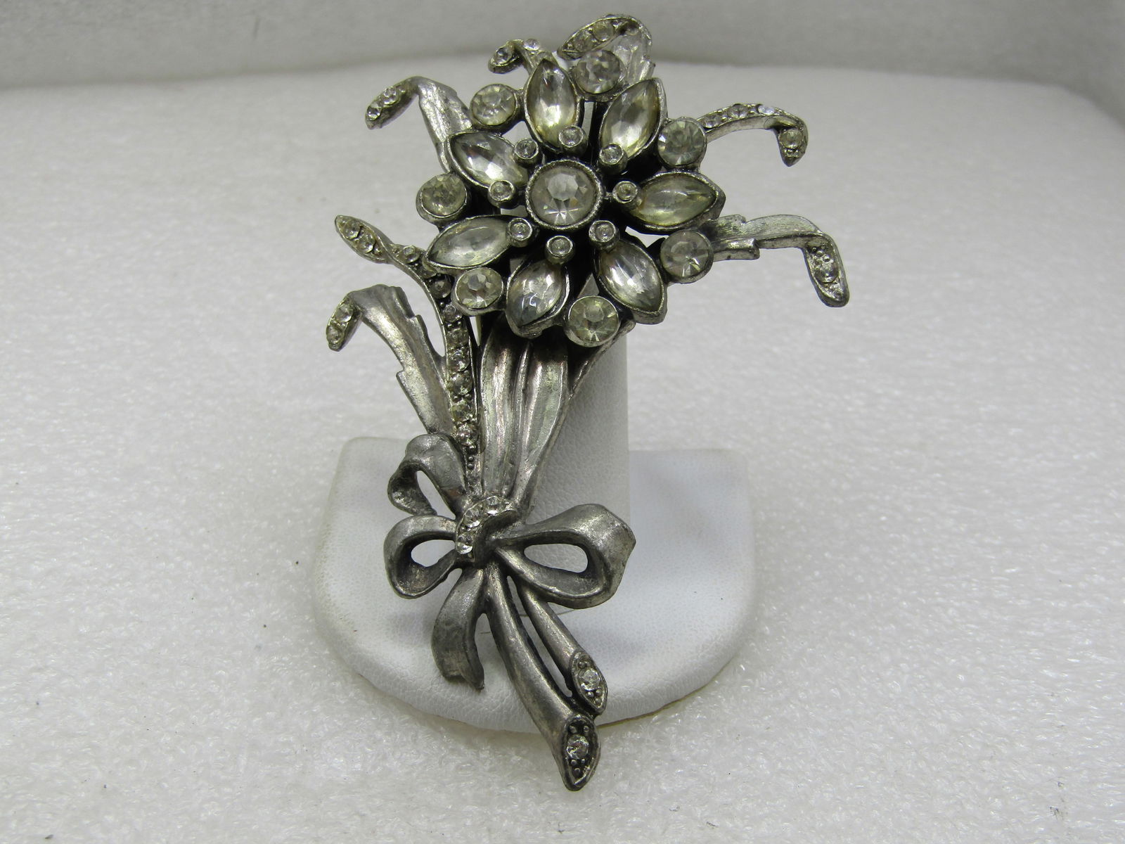 Vintage Rhinestone Bouquet Tall Brooch, 1930's, 3.75" - 2