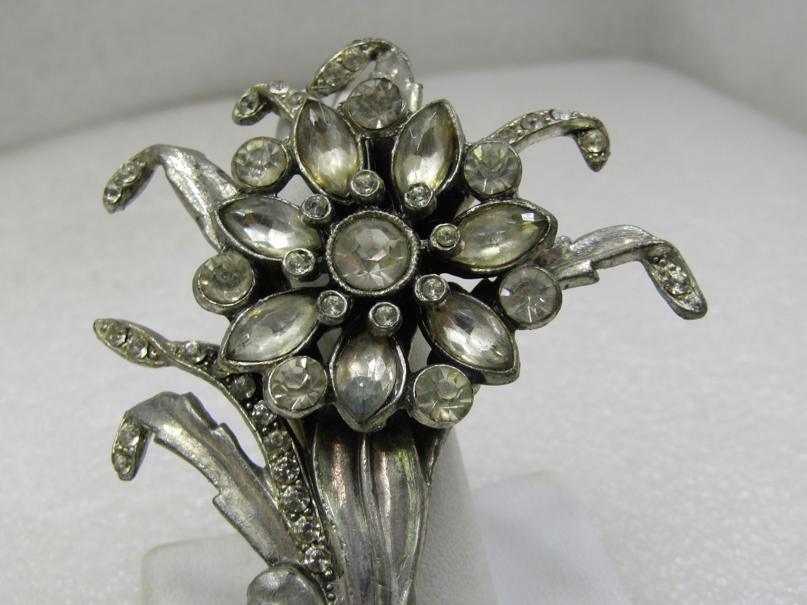 Vintage Rhinestone Bouquet Tall Brooch, 1930's, 3.75" - 3