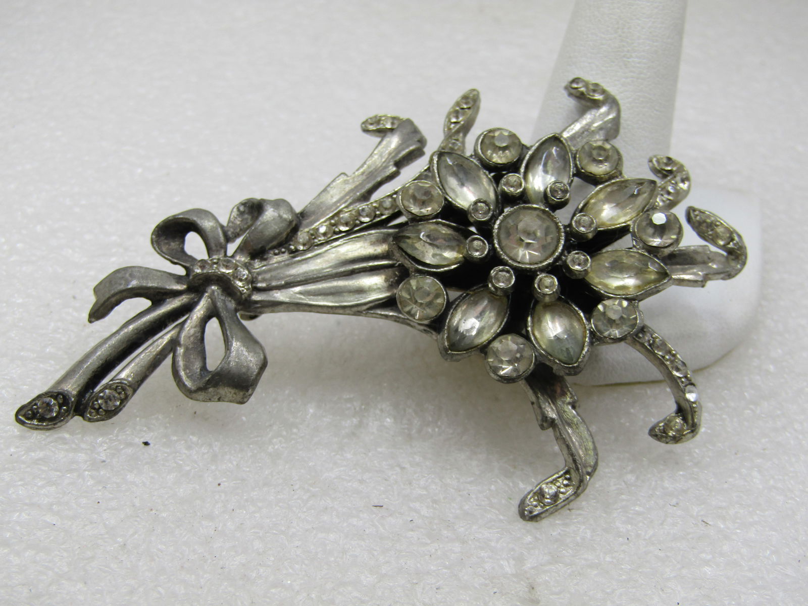 Vintage Rhinestone Bouquet Tall Brooch, 1930's, 3.75" - 6