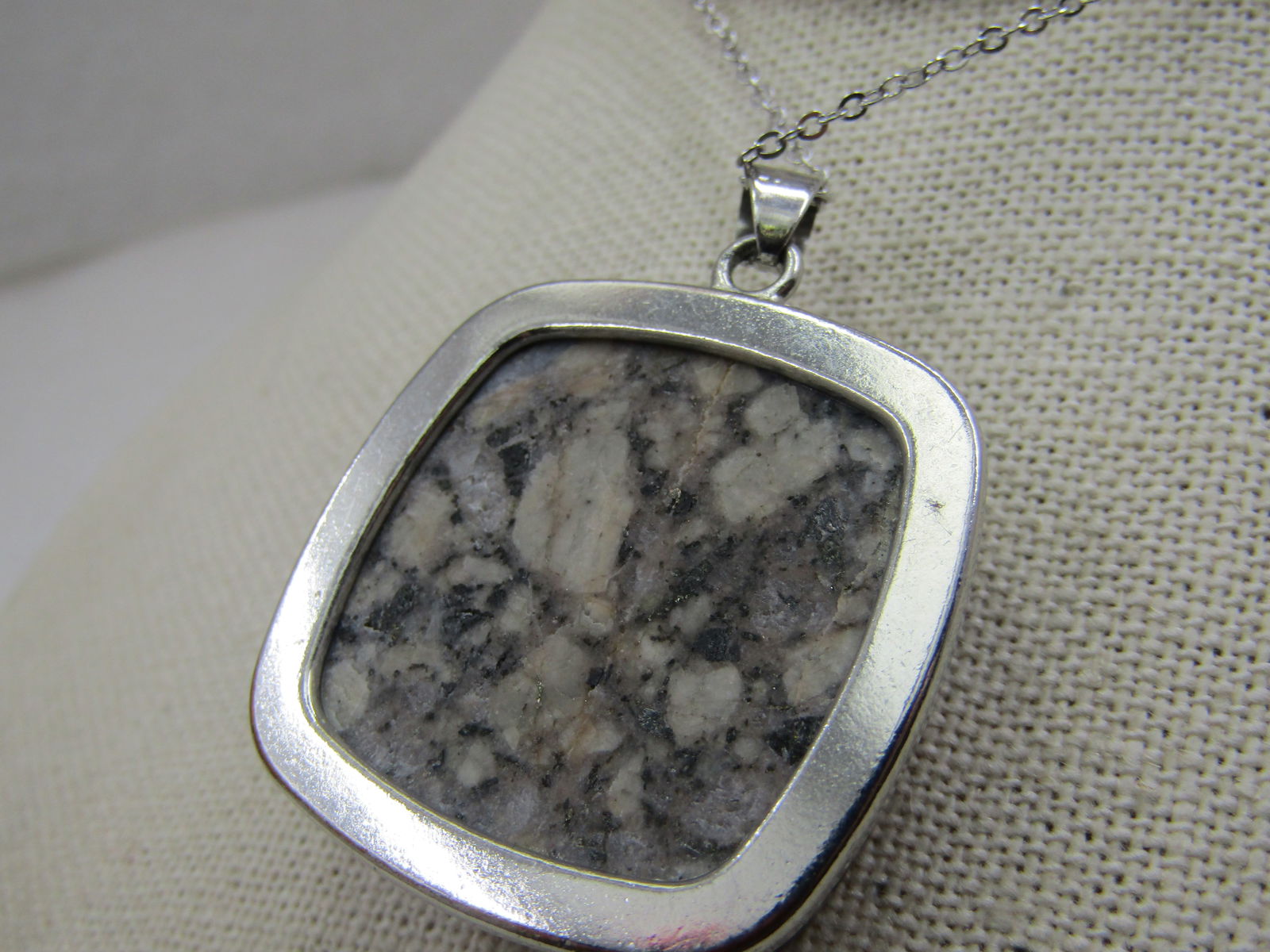 Vintage Drusy Quartz Necklace, 21" Silver Tone Chain - 5