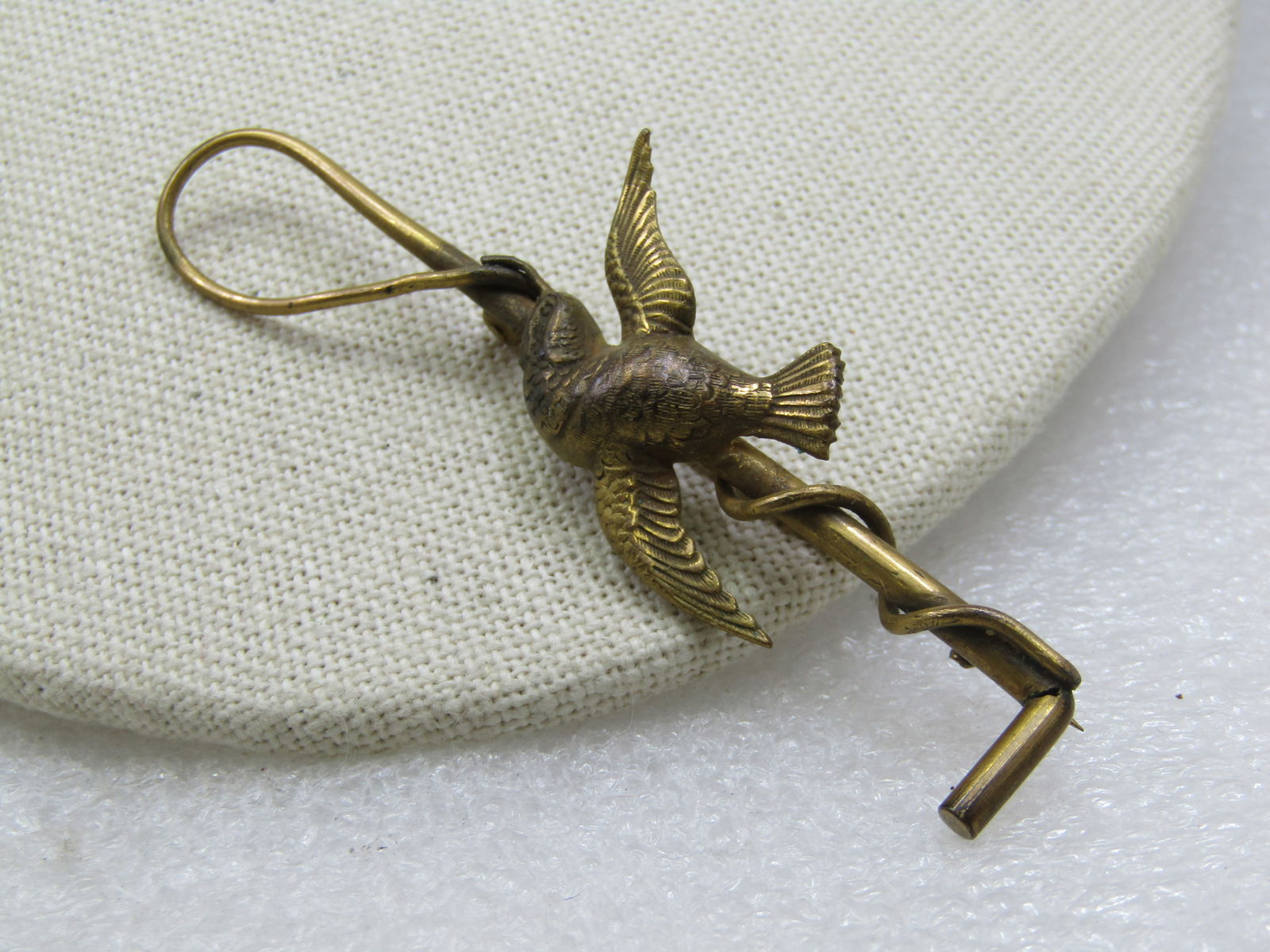 Vintage Riding Crop & Duck Brooch, C-Clasp, Victorian, 3" - 2