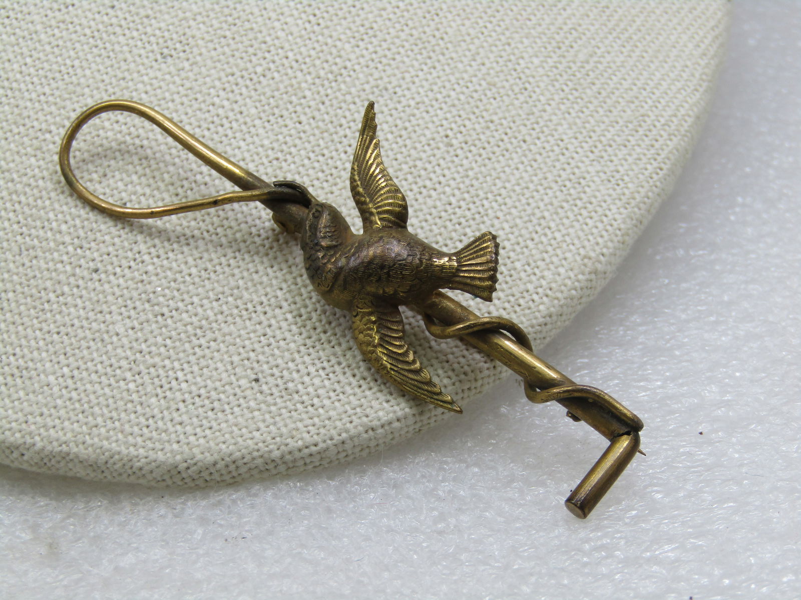 Vintage Riding Crop & Duck Brooch, C-Clasp, Victorian, 3" - 4