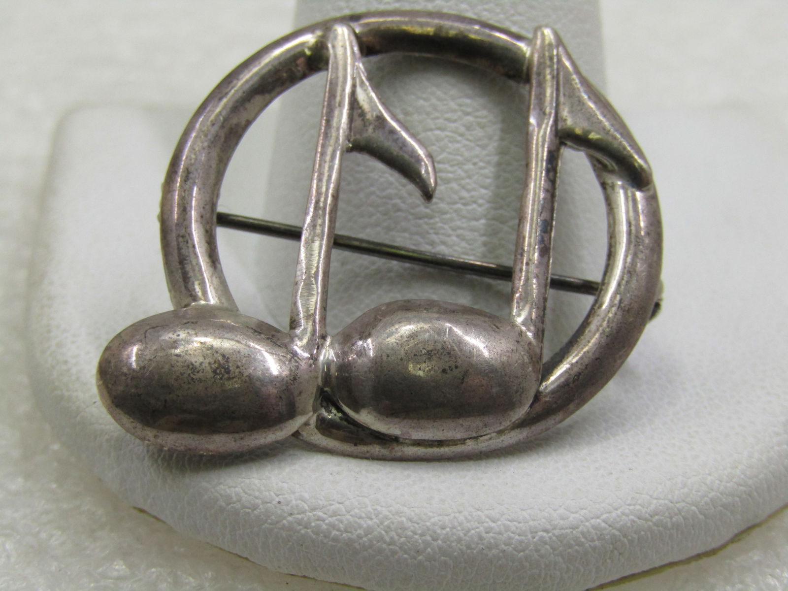Vintage Sterling Silver Double Note Brooch, 1-1/8", 1950's - 3