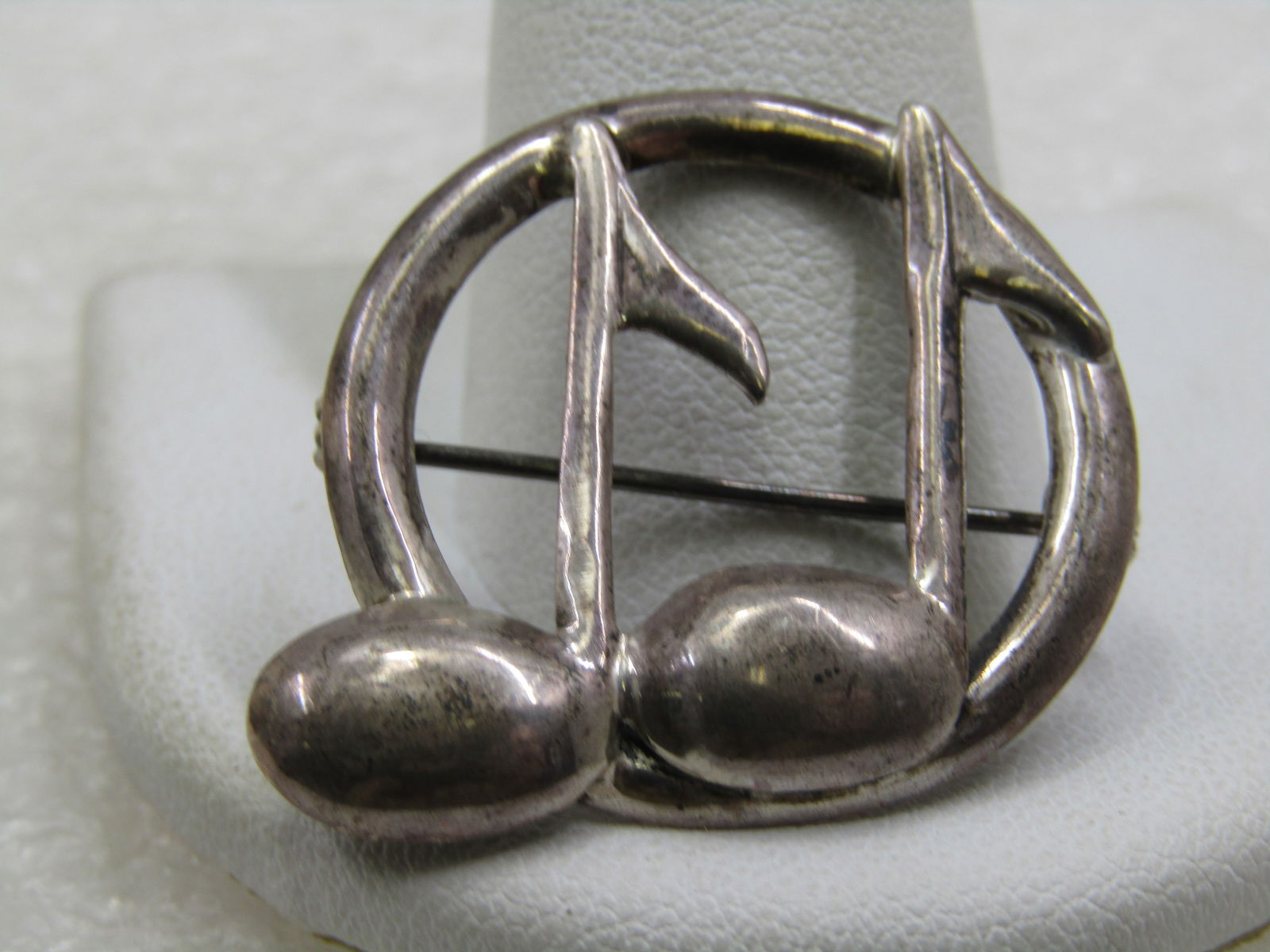 Vintage Sterling Silver Double Note Brooch, 1-1/8", 1950's - 4