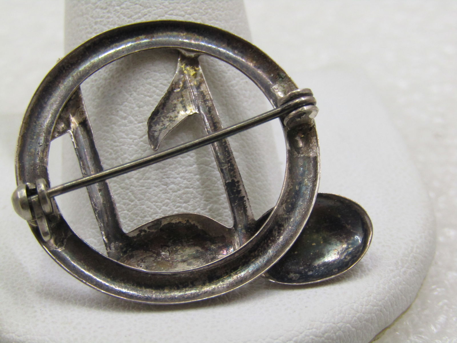 Vintage Sterling Silver Double Note Brooch, 1-1/8", 1950's - 5