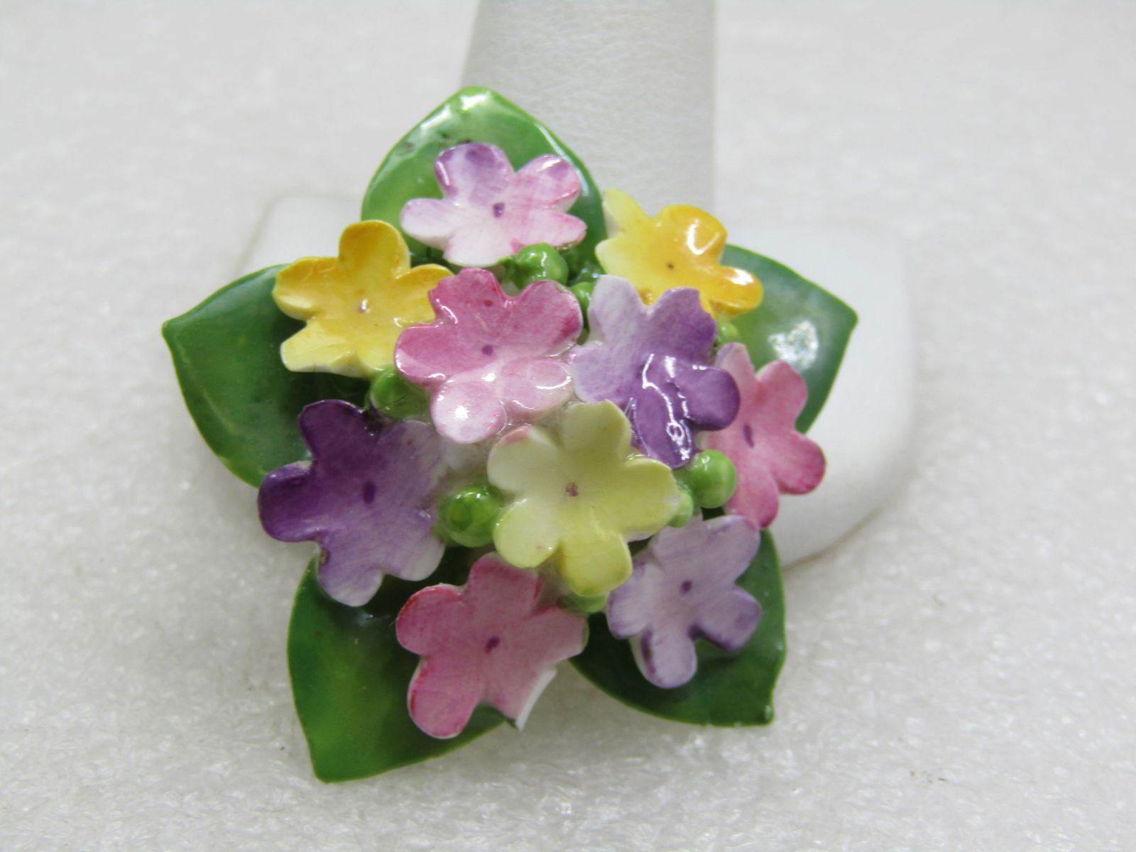 Vintage Porcelain Forget-me-Not Brooch, Cara China, Staffordshire, England - 2