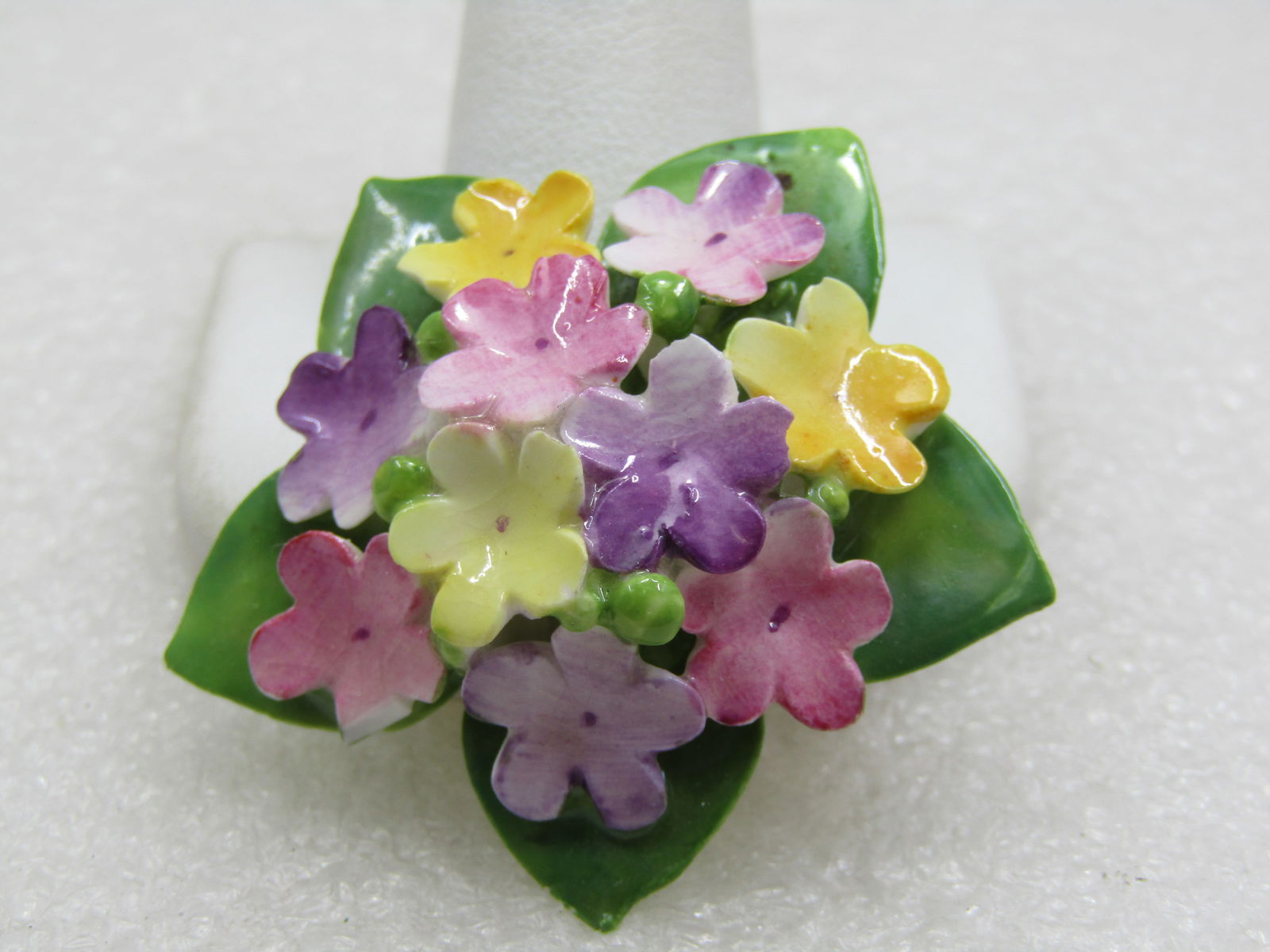 Vintage Porcelain Forget-me-Not Brooch, Cara China, Staffordshire, England - 3