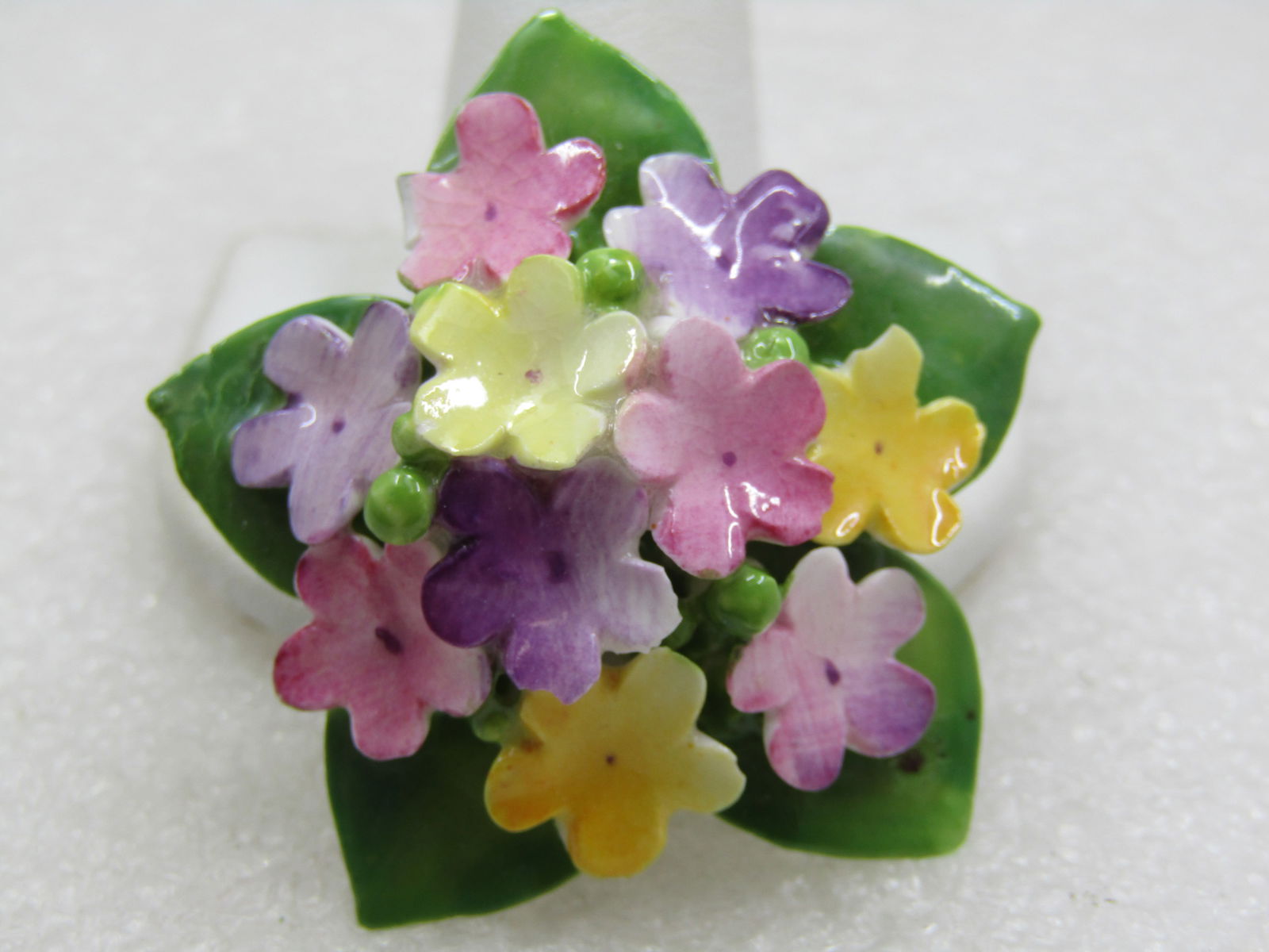 Vintage Porcelain Forget-me-Not Brooch, Cara China, Staffordshire, England - 4