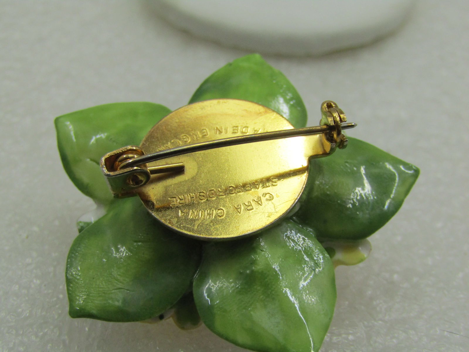 Vintage Porcelain Forget-me-Not Brooch, Cara China, Staffordshire, England - 5