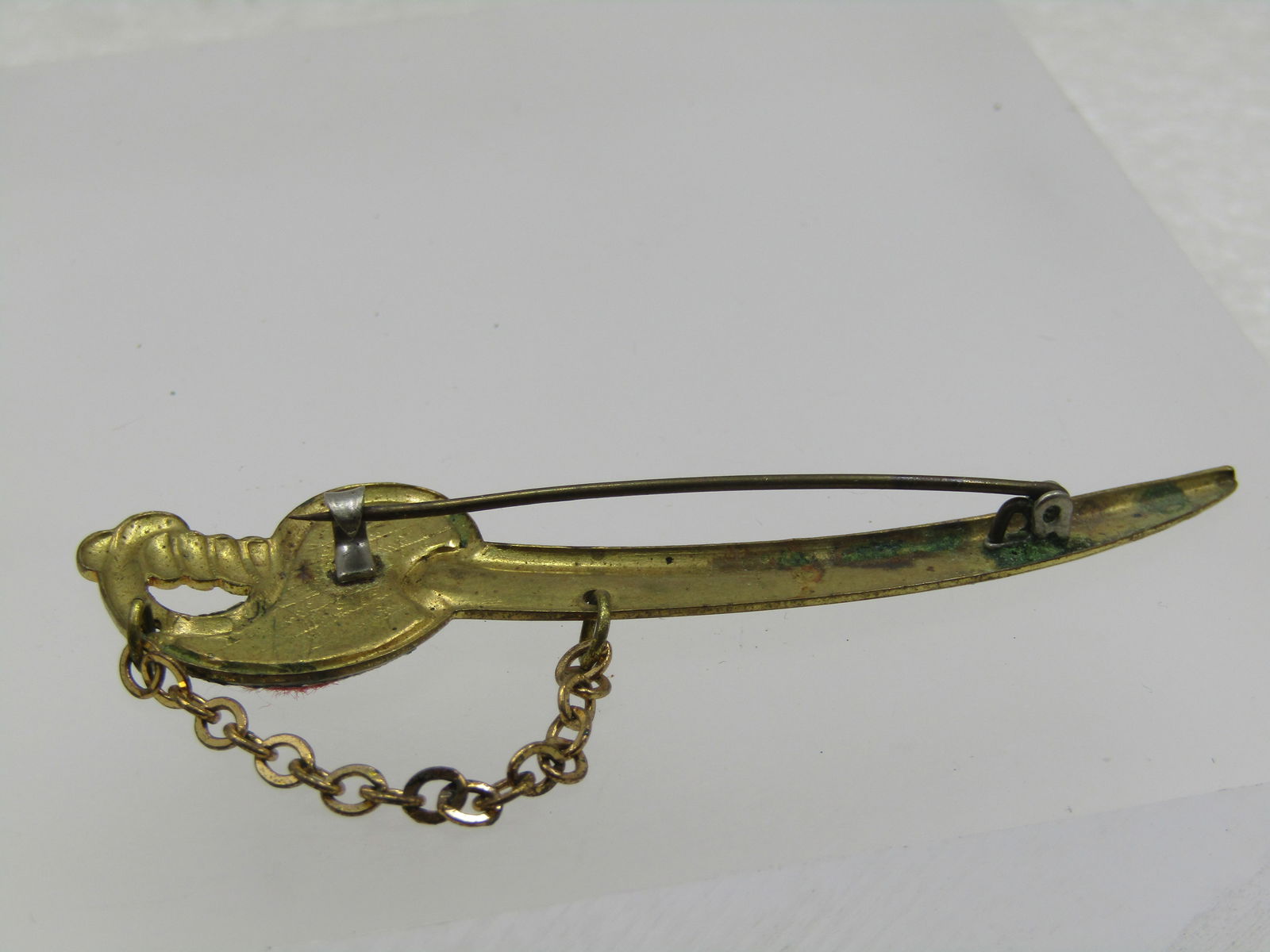 Vintage Sword Brooch, Engraved Mother, MOP Hilt, 1930's-1940's - 3