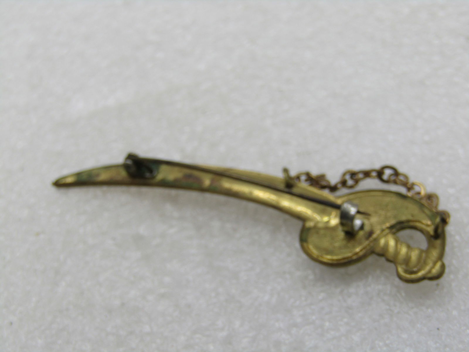 Vintage Sword Brooch, Engraved Mother, MOP Hilt, 1930's-1940's - 6
