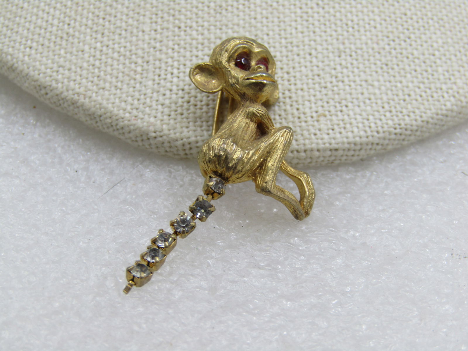 Vintage Monkey With Rhinestone Tail Brooch, 1950's-1960's (1 of 6)