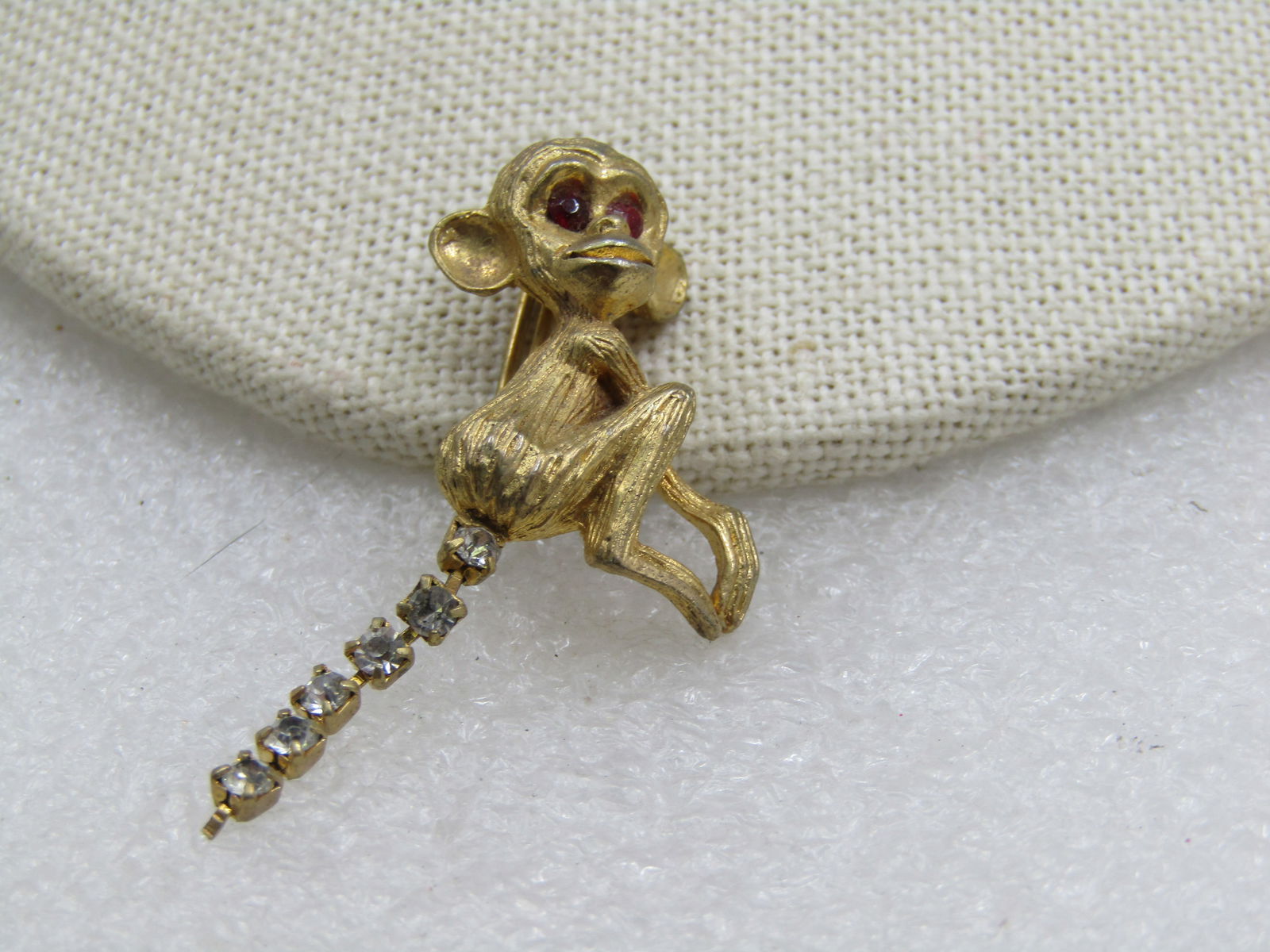 Vintage Monkey With Rhinestone Tail Brooch, 1950's-1960's - 3