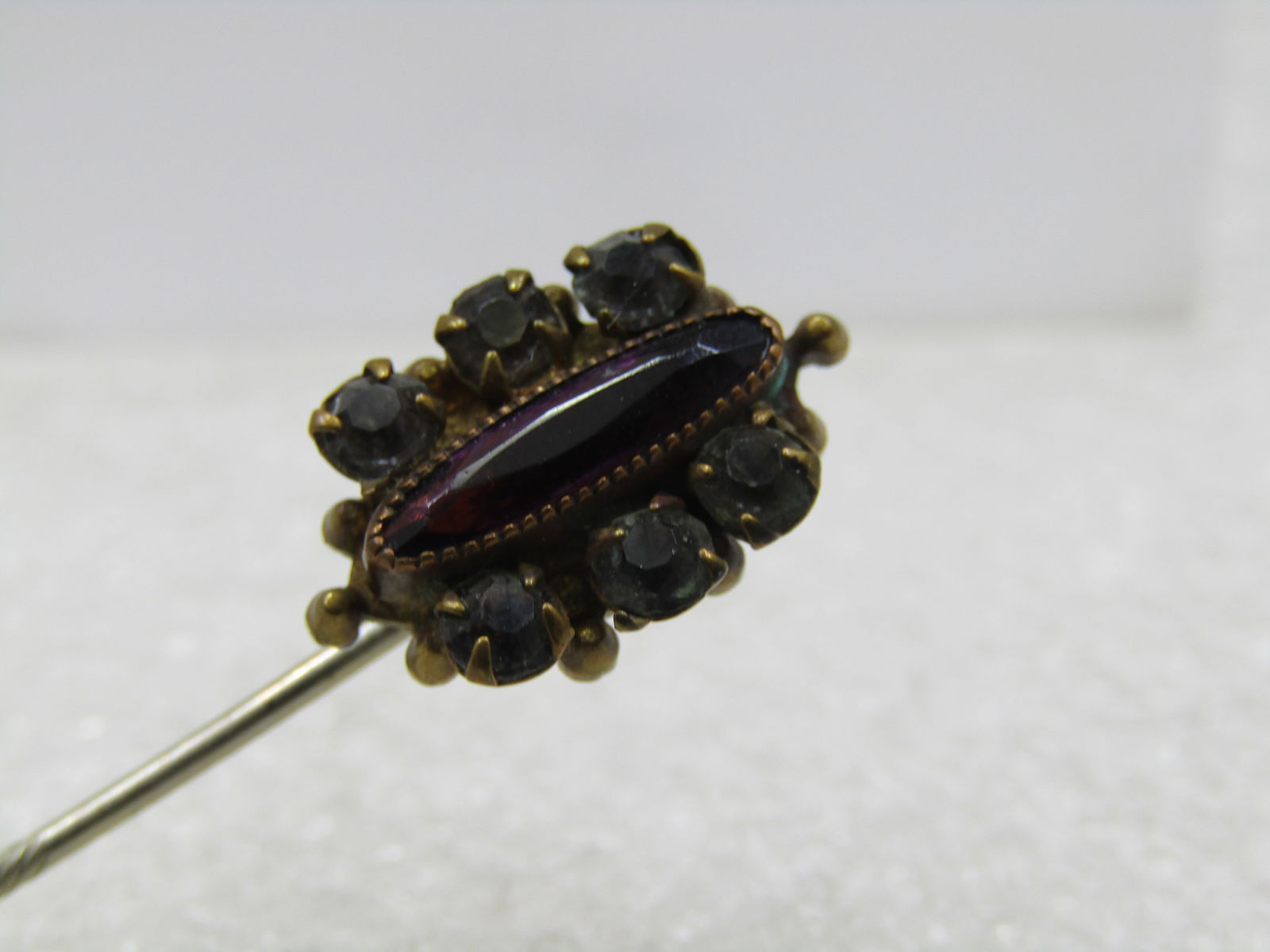 Antique Rhinestone Stick Pin, Purple/Clear, early 1900's - 2