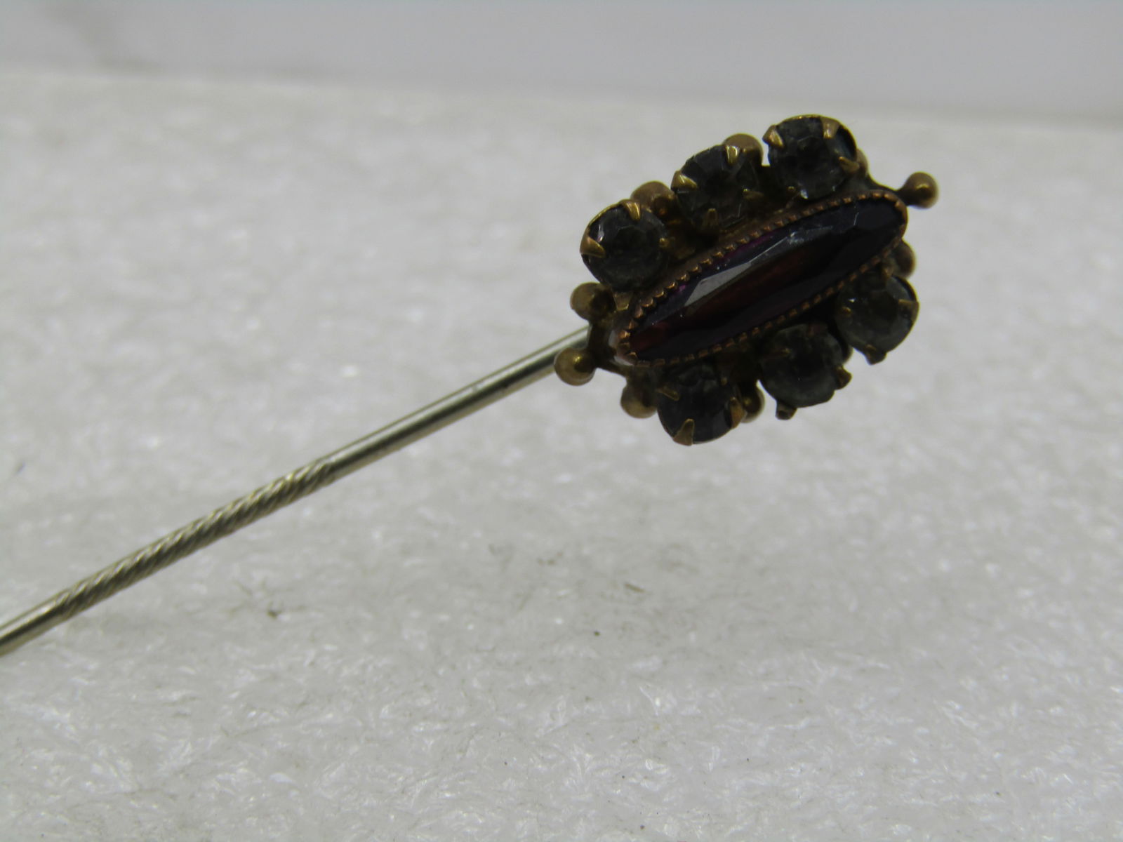 Antique Rhinestone Stick Pin, Purple/Clear, early 1900's - 3