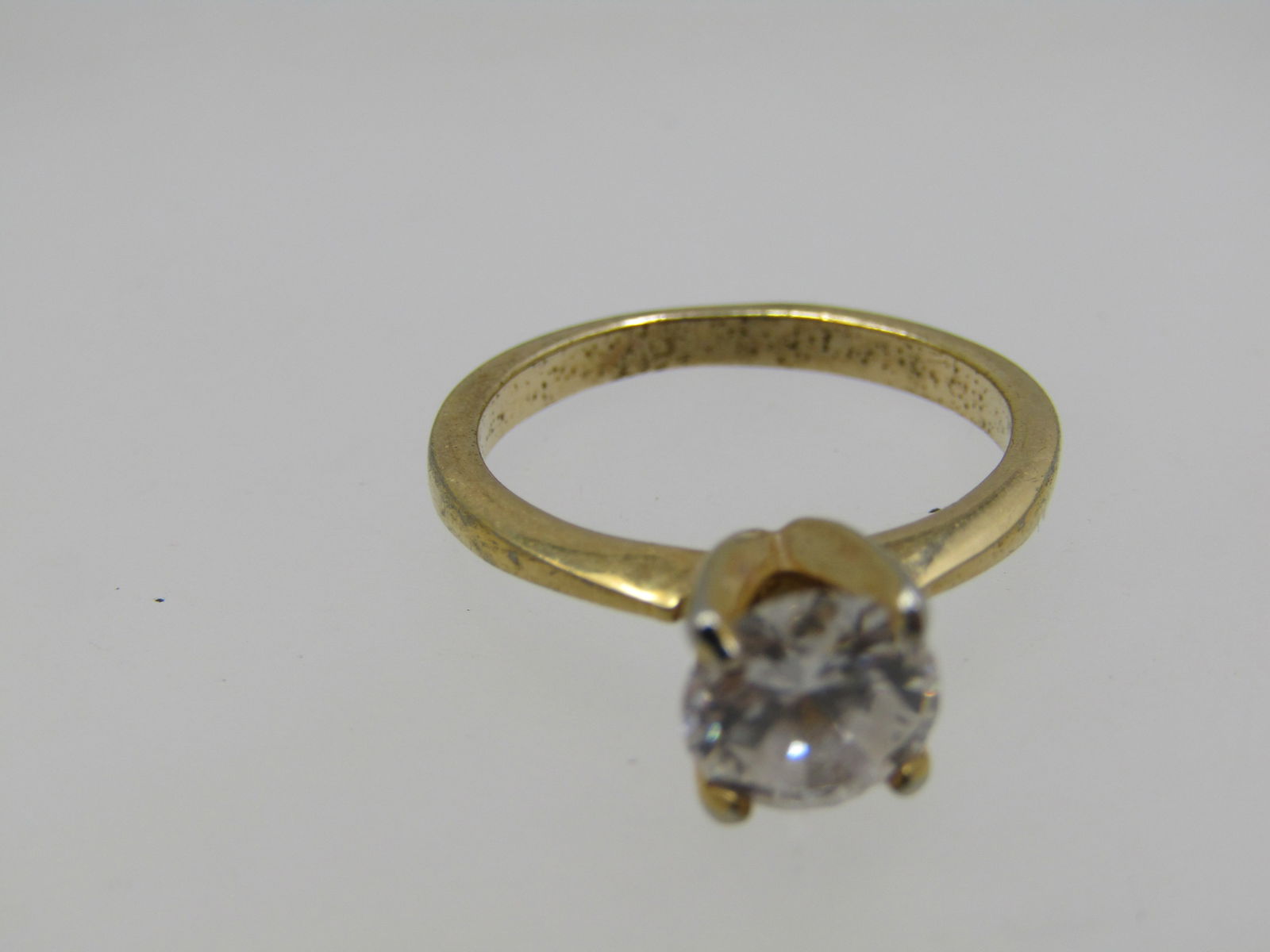 Vintage 10kt Plated CZ Engagement Ring, Sz. 5. .75 ctw - 6