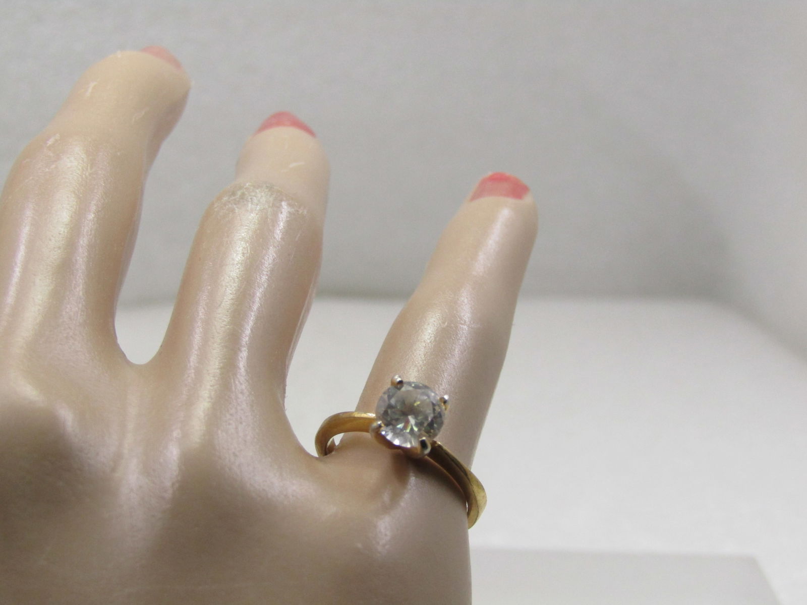 Vintage 10kt Plated CZ Engagement Ring, Sz. 5. .75 ctw - 7