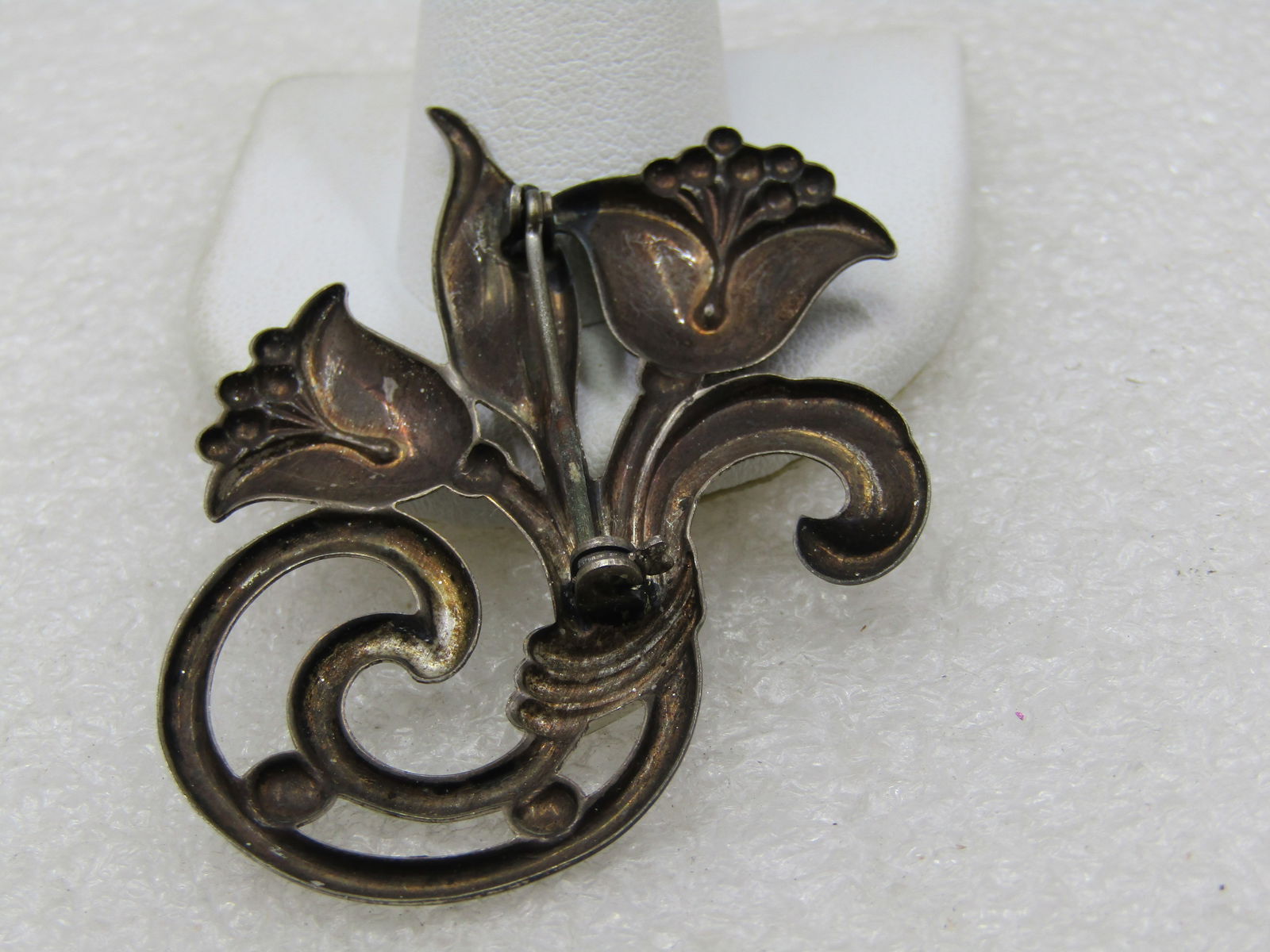 Vintage Sterling Floral Brooch, 1940's, 2.25" Signed SB - 7