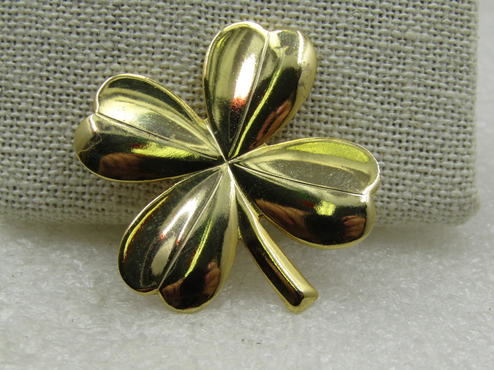 Vintage Gold Tone Four Leaf Clover Brooch, 1.5" - 2