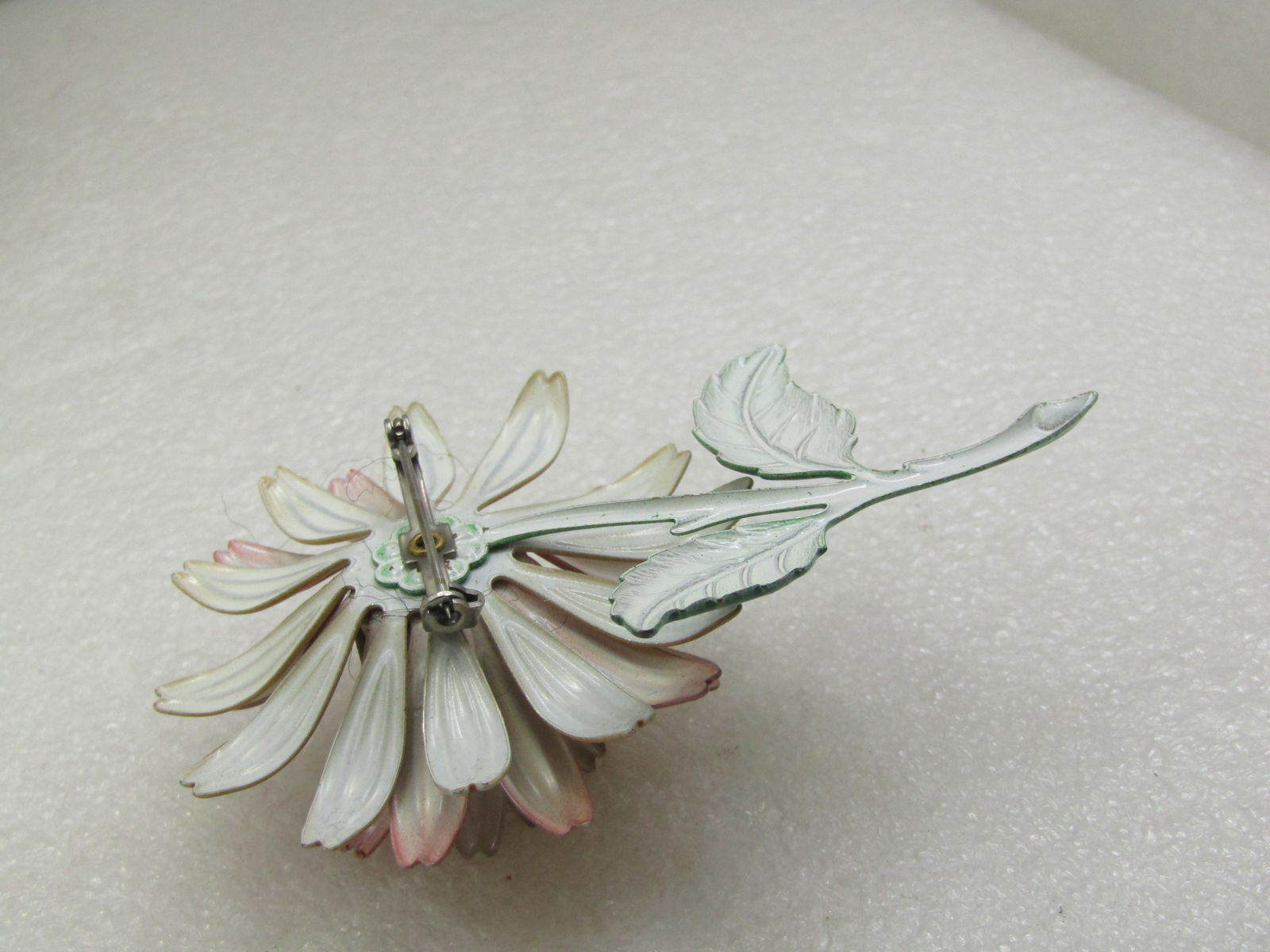 Vintage Enameled Dahlia Floral Brooch, 3.75", 1960's - 5