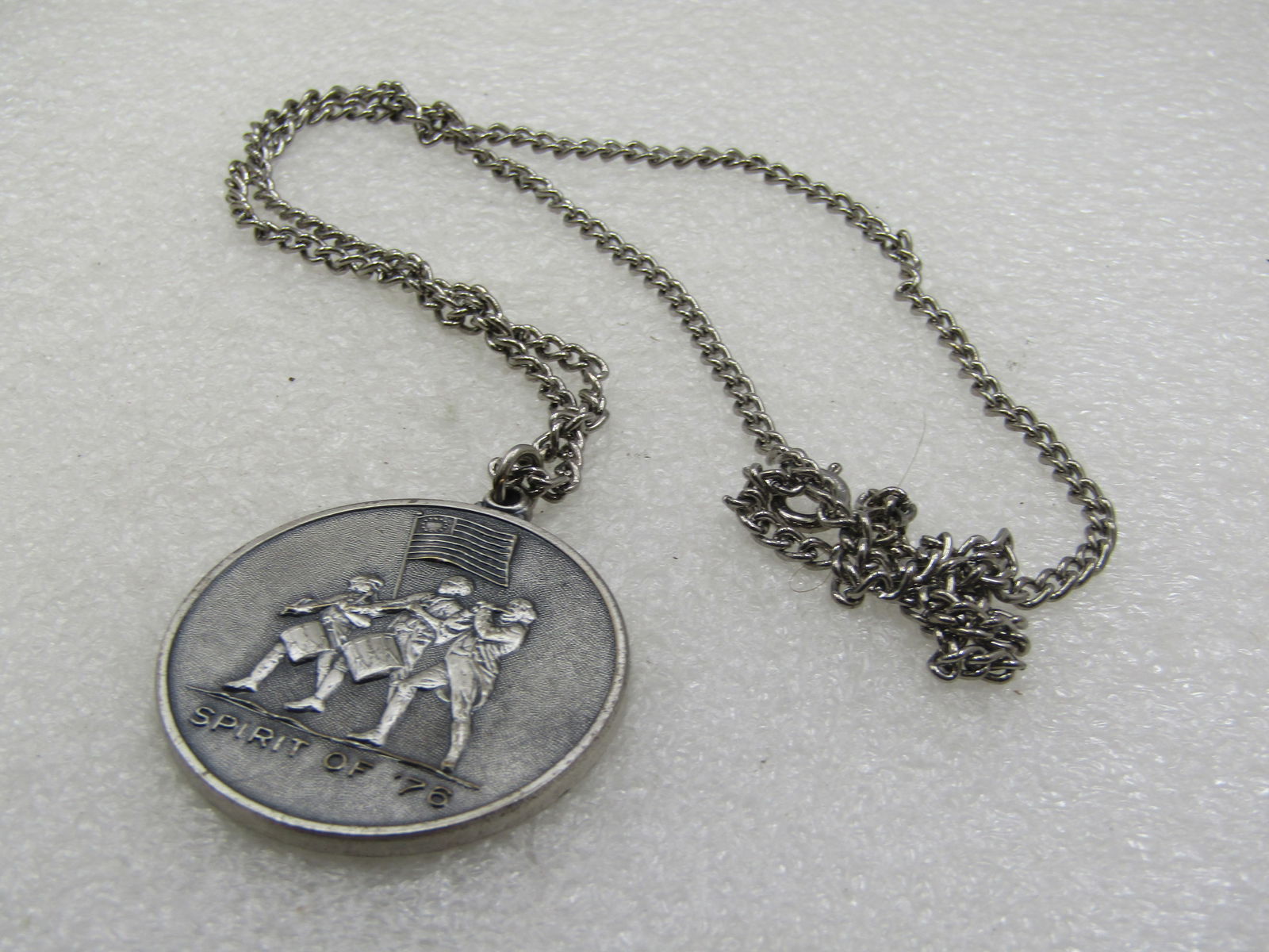 Vintage Spirit of '76 Flag, Drummer & Fife Player Necklace with Liberty Bell, 1970's 22" - 4