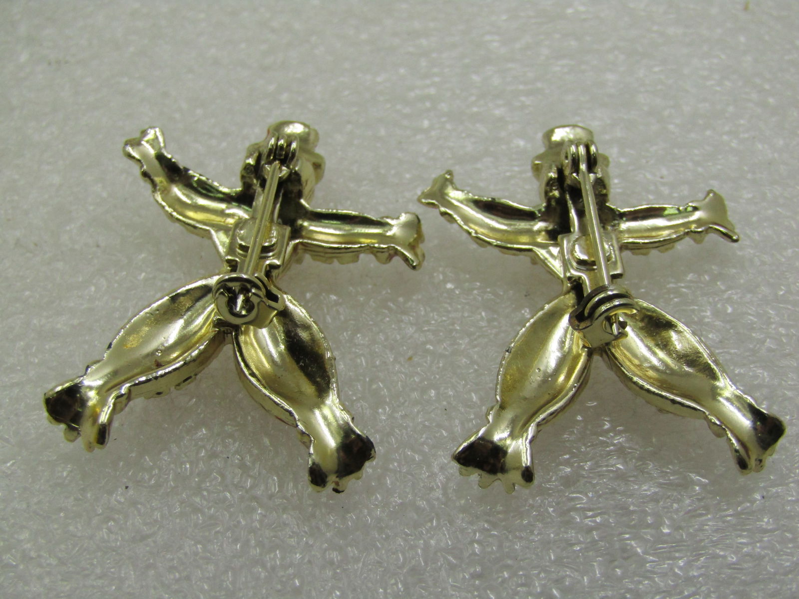 Vintage Pair Dancing Clown Brooches with Rhinestones & Enameling, 1950's-1960's - 5