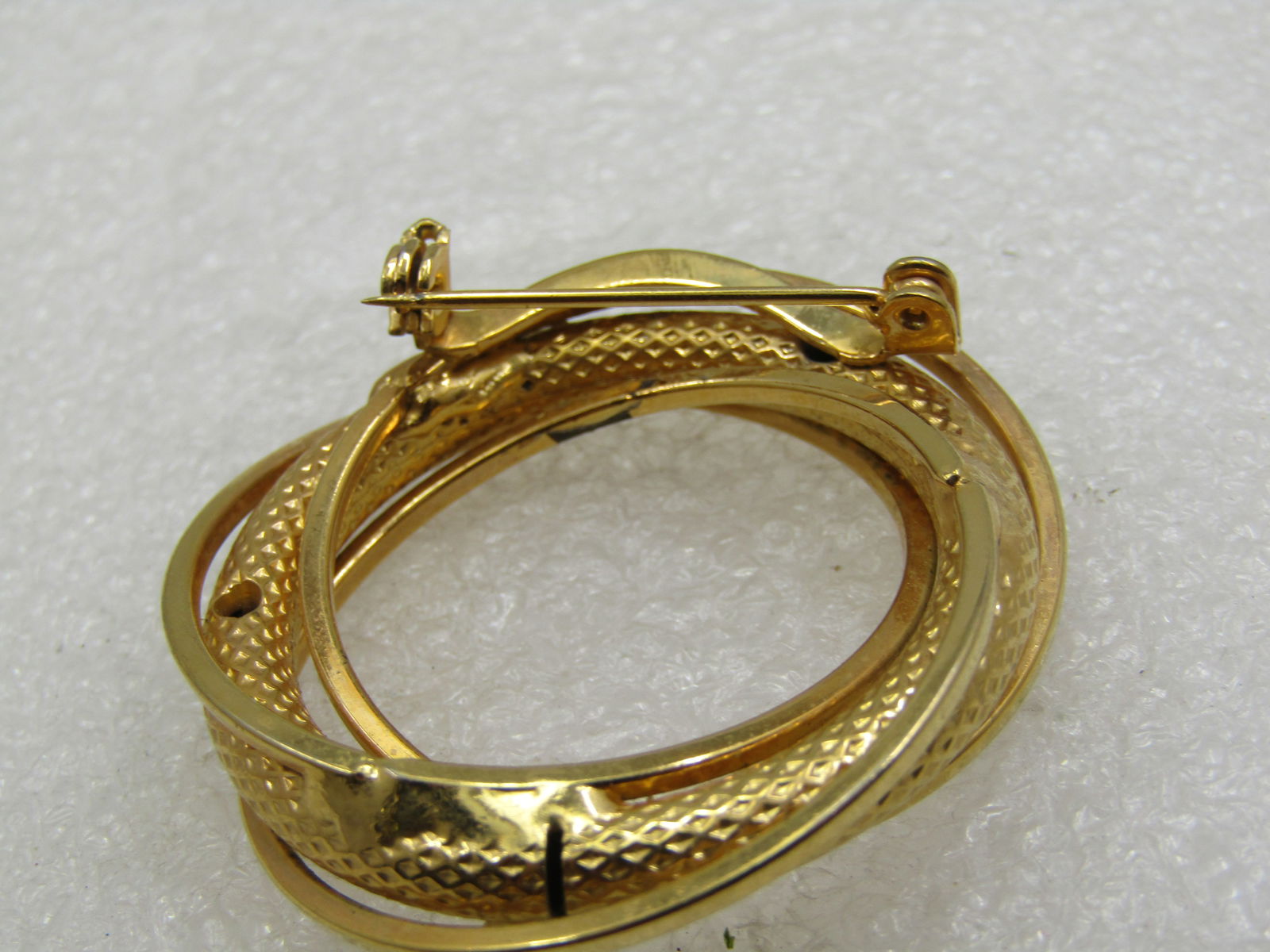 Vintage Intertwined Circle Brooch, Faux Pearl, 1.75", 1960's-1970's - 6