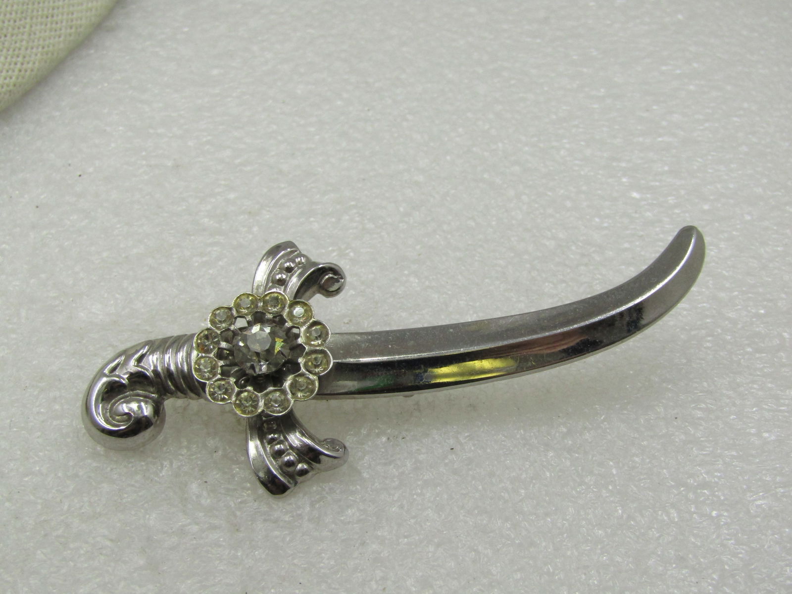 Vintage Coro Rhinestone Sword Brooch, 3.25", 1940's - 2