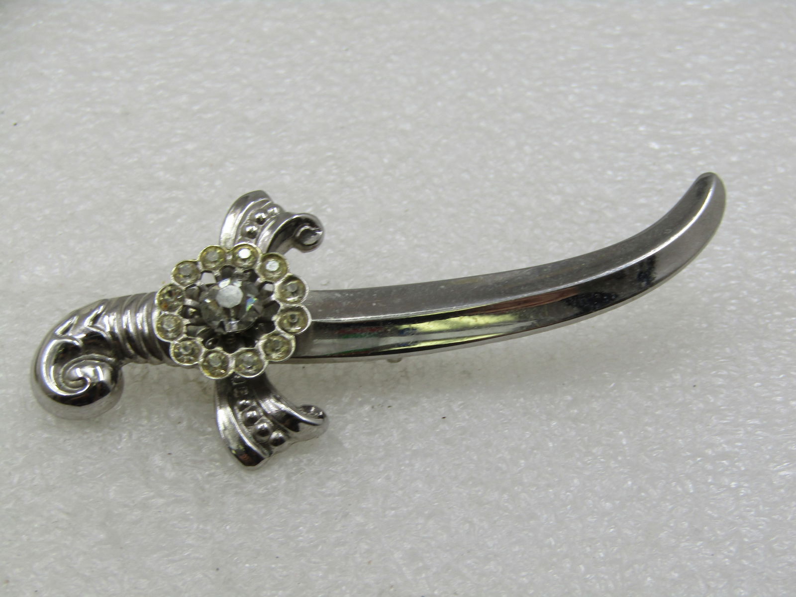 Vintage Coro Rhinestone Sword Brooch, 3.25", 1940's - 3
