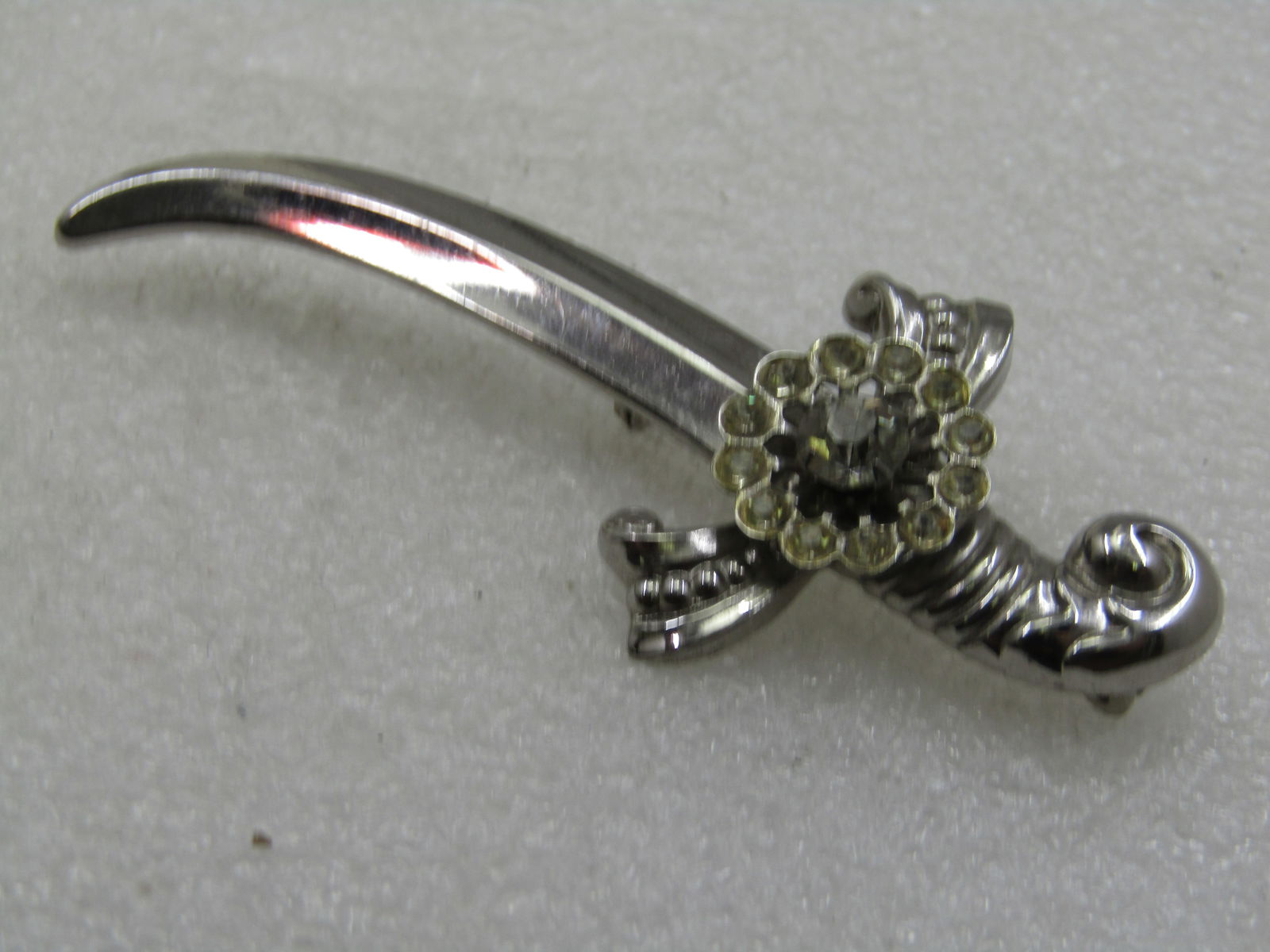 Vintage Coro Rhinestone Sword Brooch, 3.25", 1940's - 7