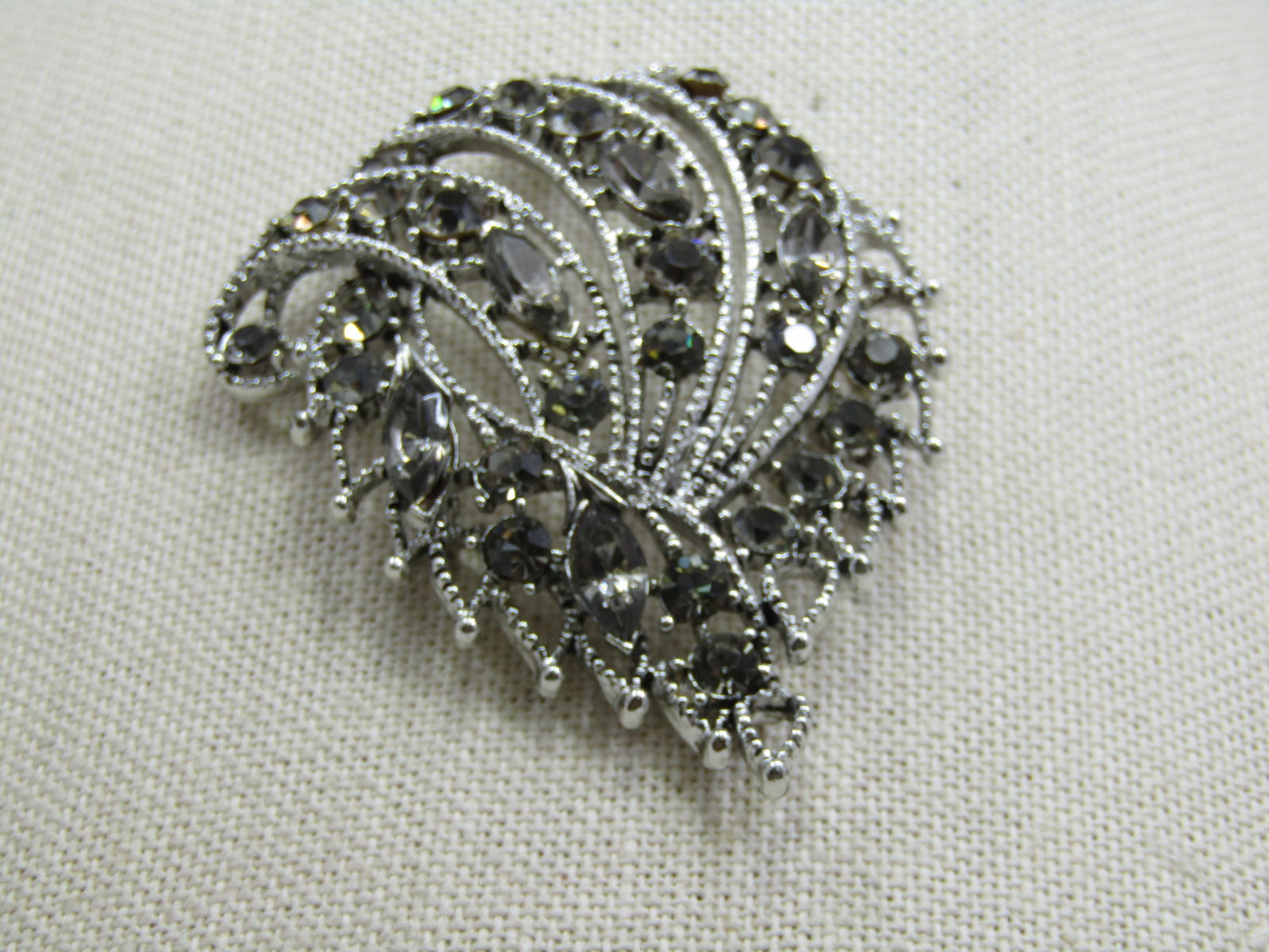 Vintage 1960's Smoky Rhinestone Brooch, 2.5" - 2