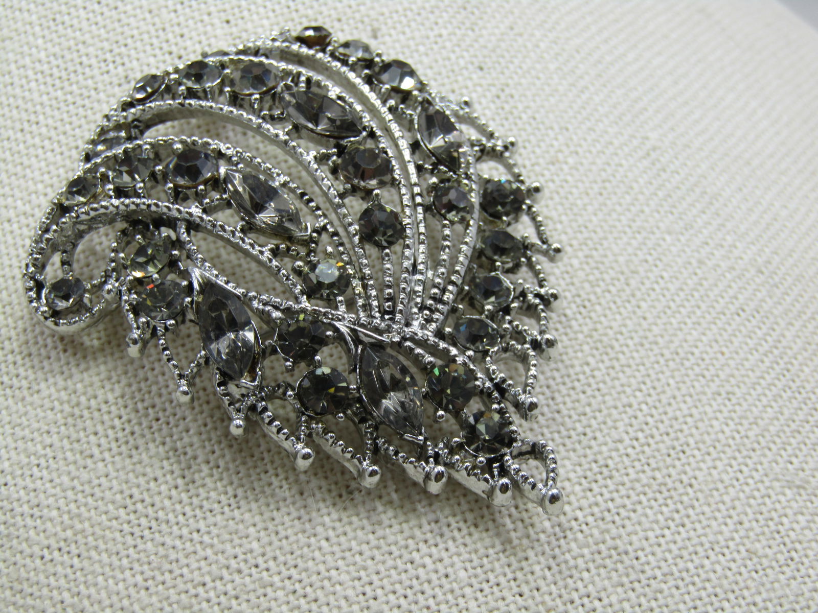 Vintage 1960's Smoky Rhinestone Brooch, 2.5" - 3