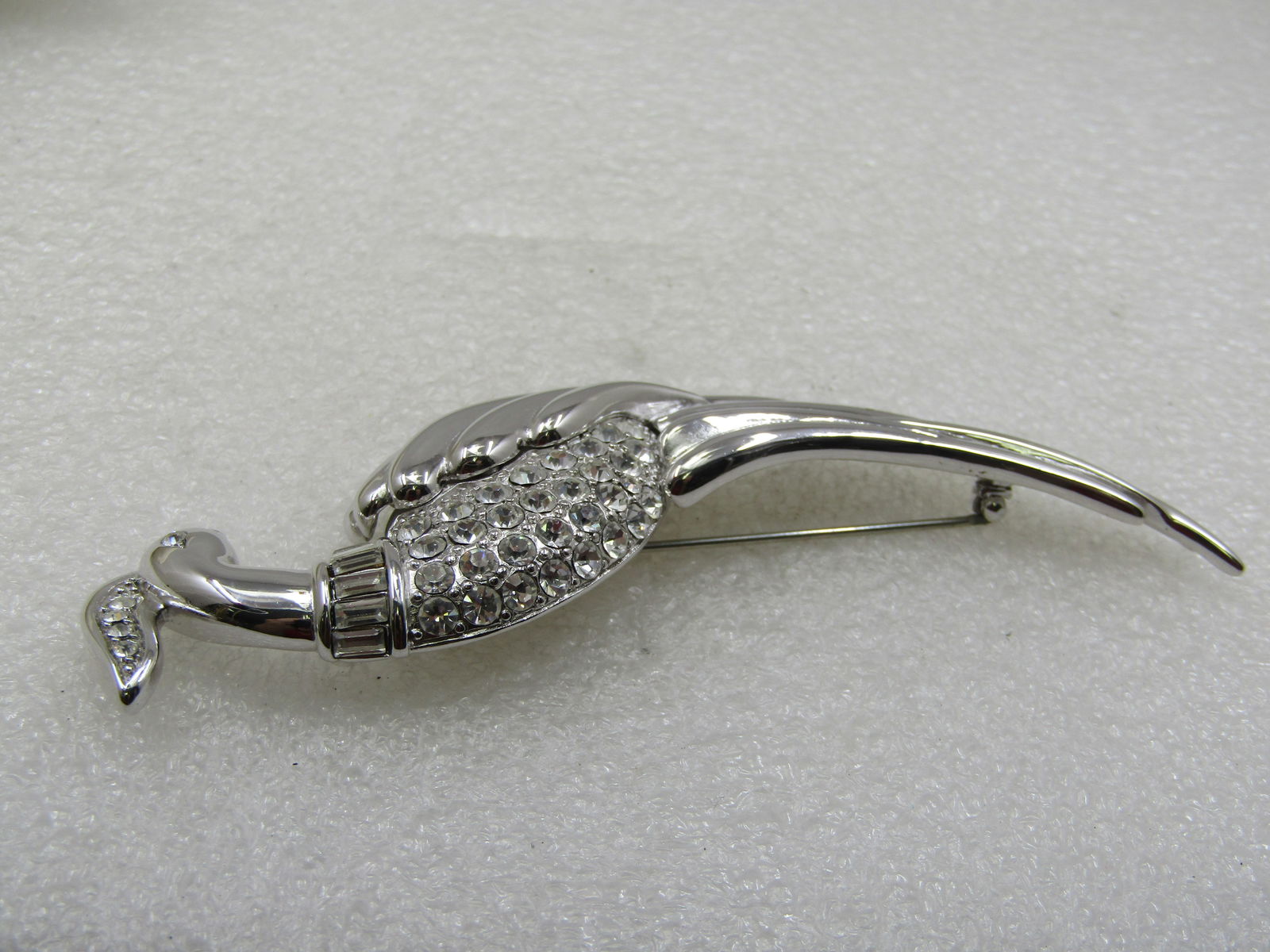 Vintage Monet Rhinestone Peacock/ Bird of Paradise Brooch, 4" - 7