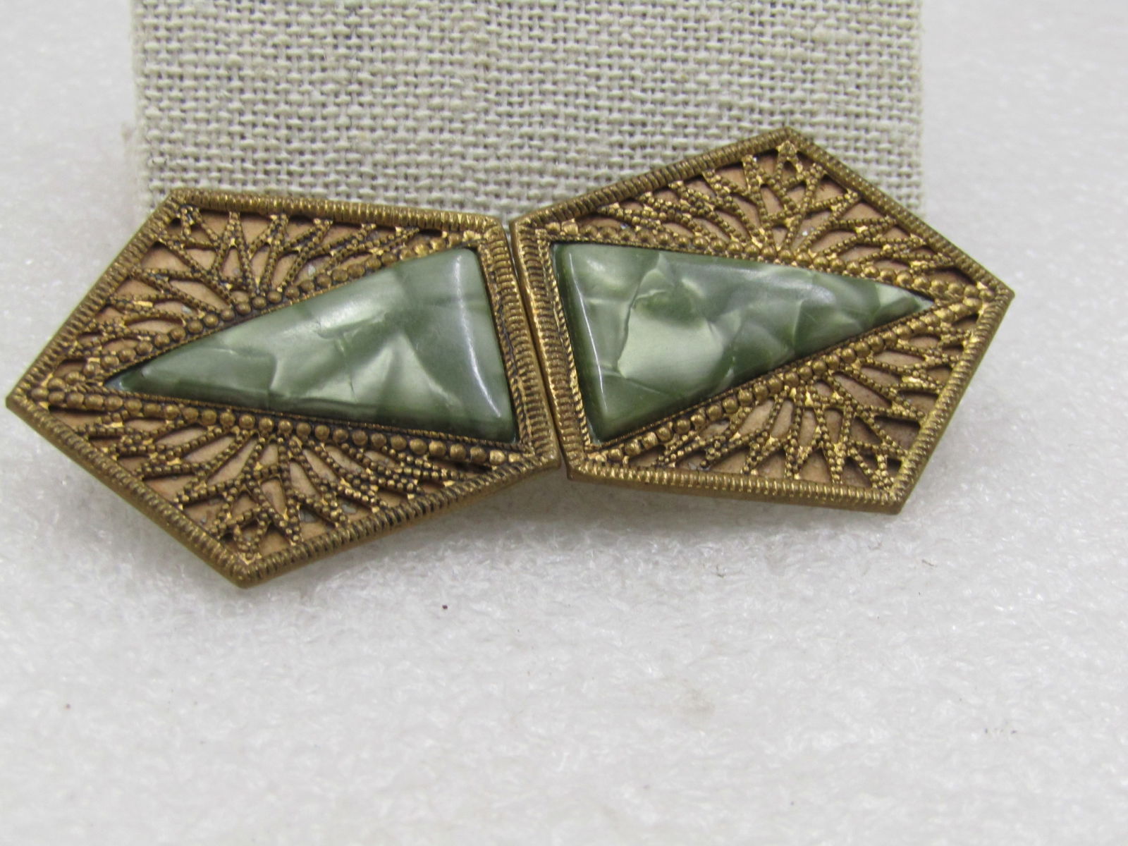 Vintage Czechoslovakia Faux Pearl Buckles. It is 3" long and 1.25" wide - 2